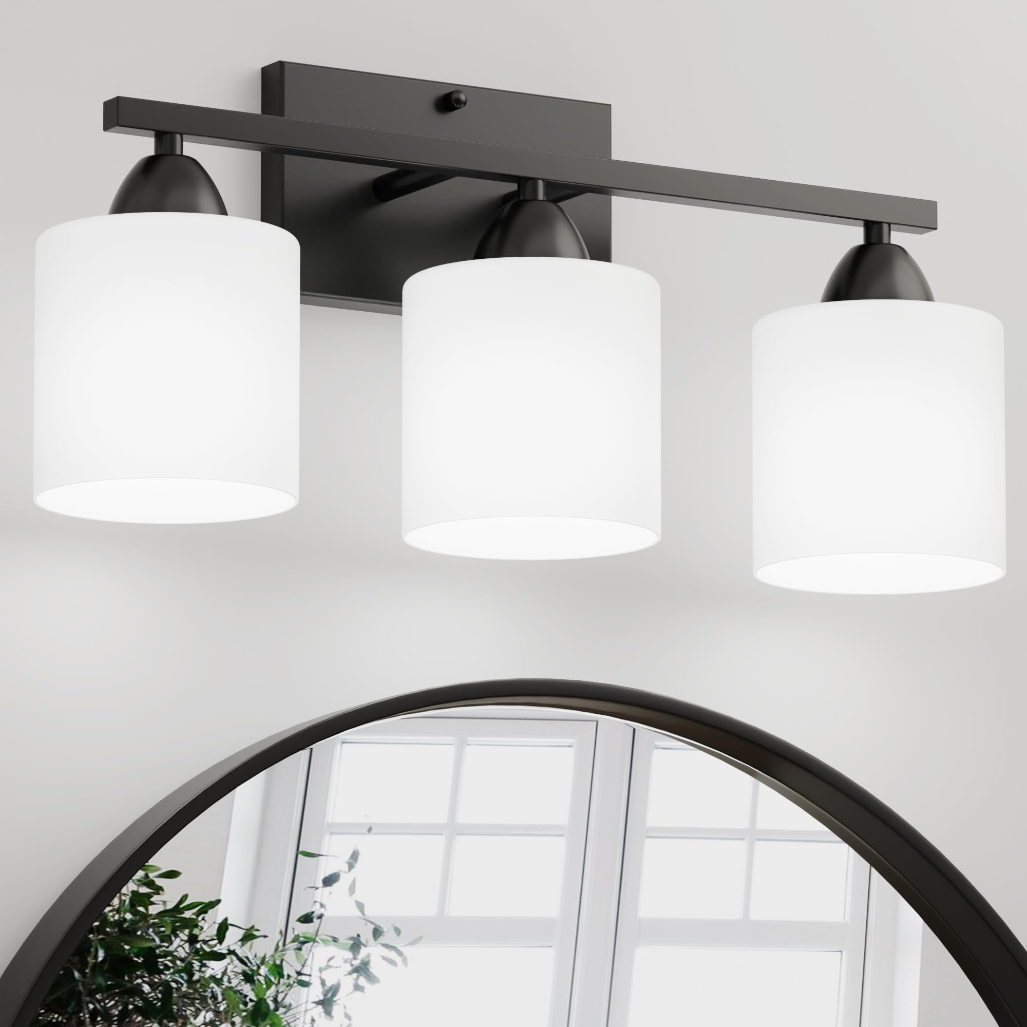 Black Bathroom Lights Over Mirror, Anti-Rust Vanity Light Fixture For Bathroom, Modern 3-Light Wall Sconce Light For Living Room