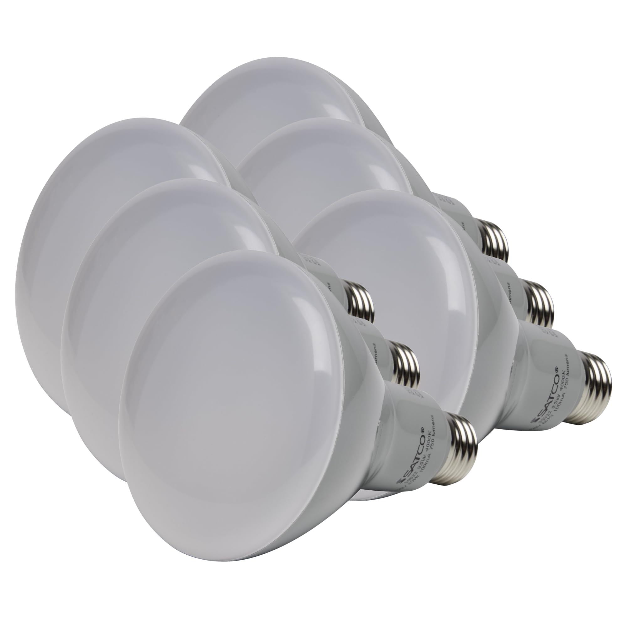 Satco BR30 LED Light Bulbs, 9.5W, 750 Lumens, Dimmable, 3000K Warm White, Medium Base, Model S9621, 6