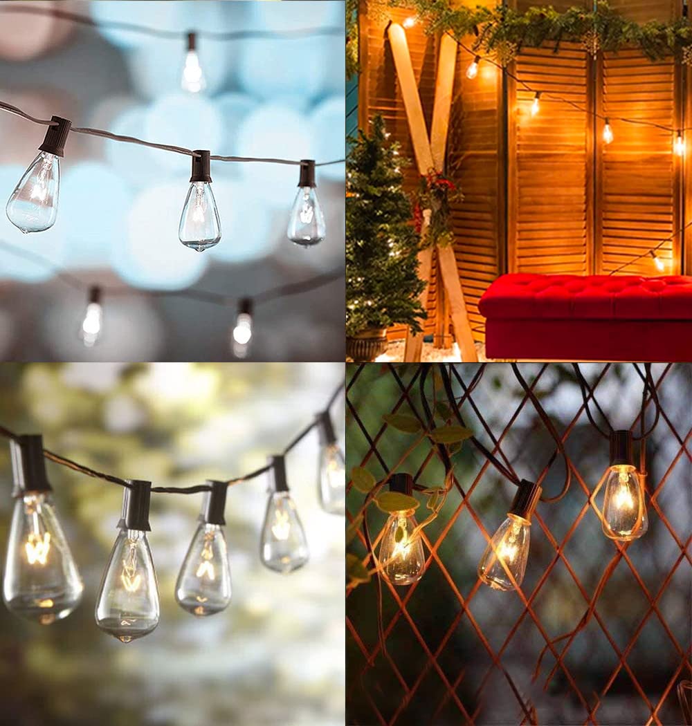 Doratale 10 Pack ST40 Clear Edison Replacement Bulbs, 7W Vintage Outdoor String Lights, Warm White, E17 Screw Base