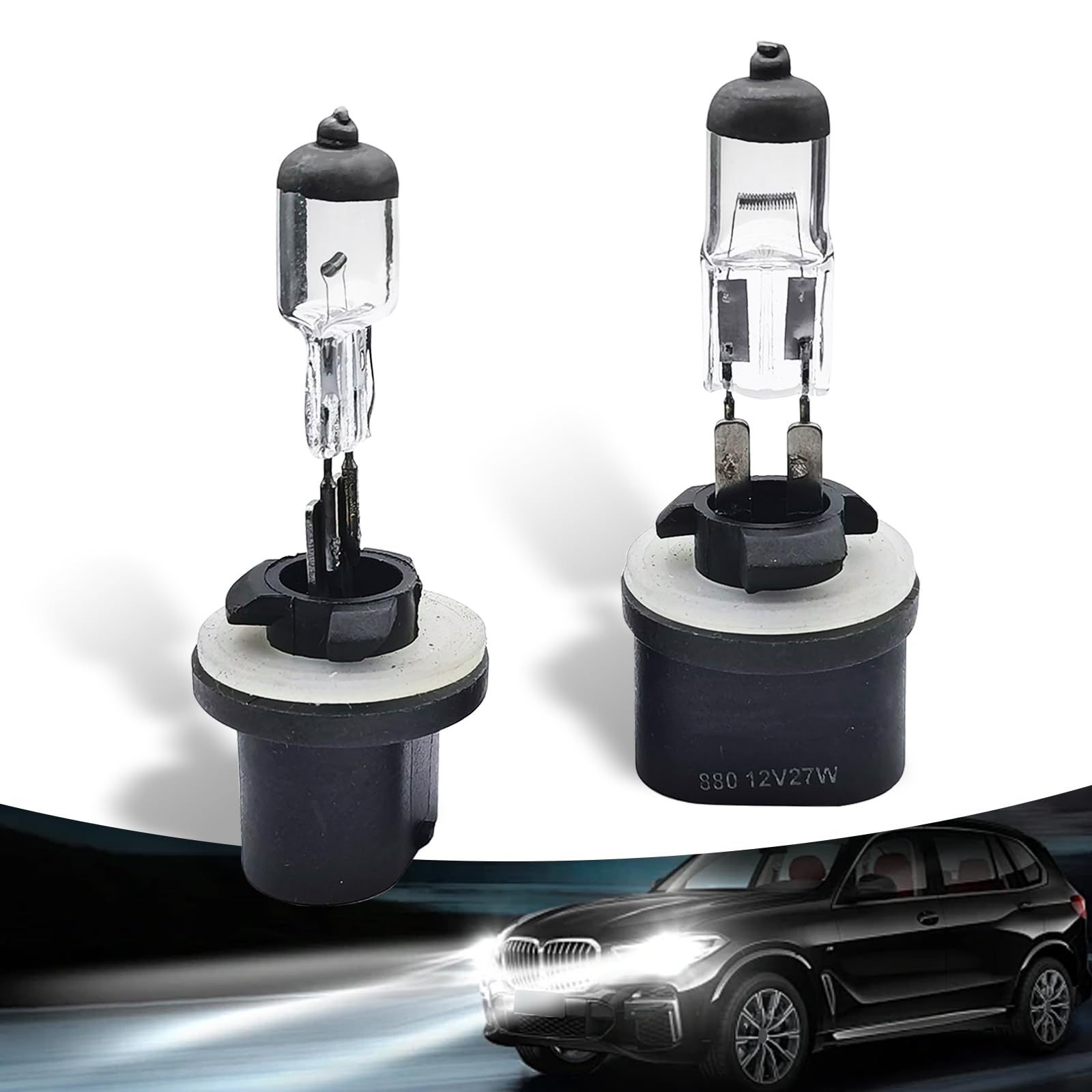 gunhunt Halogen Bulb 12V Quartz Lamp Ultra-bright Low/High Beam Fog Light Replacement 2 PCS White #880 Model GURSD1701WH-880-2PCS