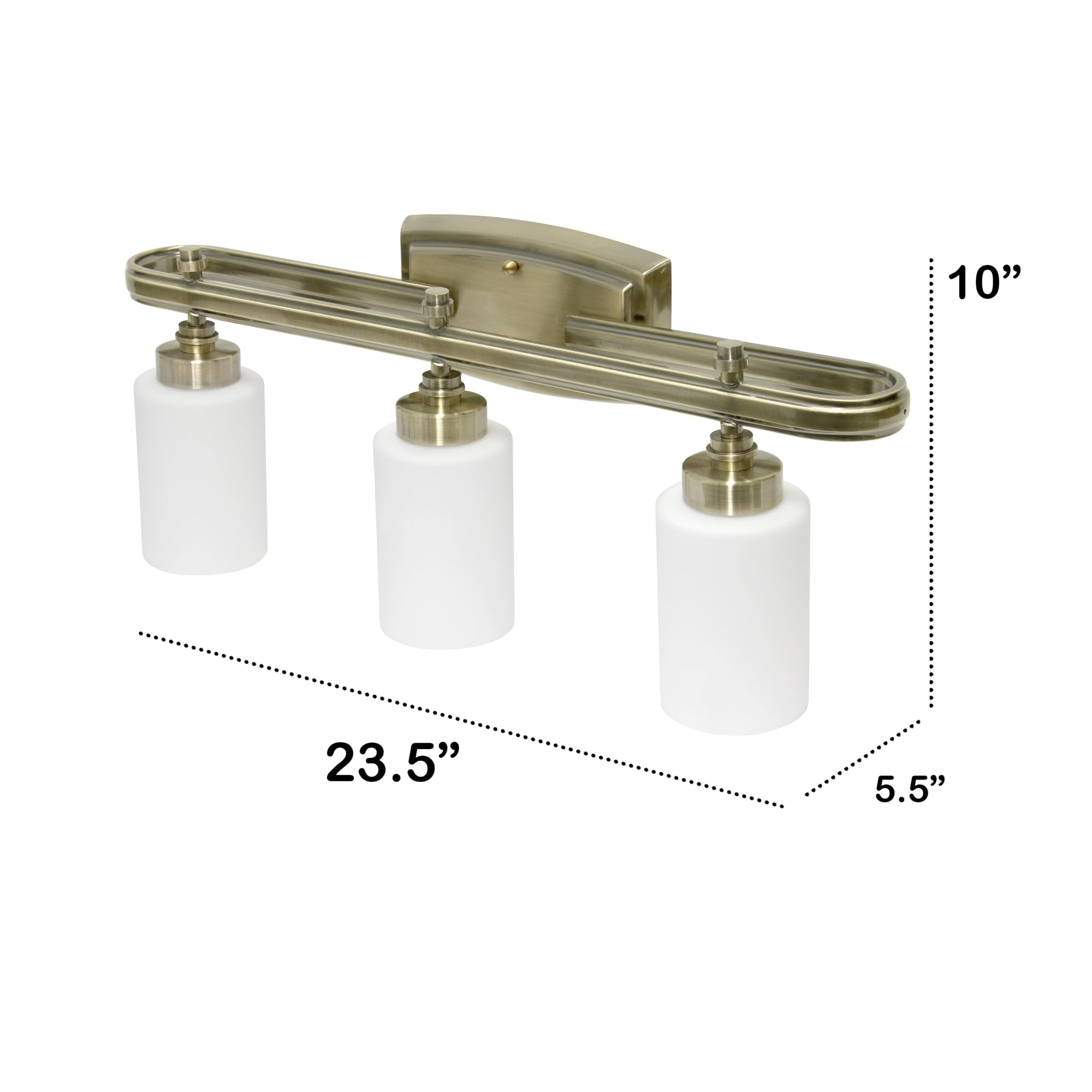 All The Rages Antique Brass 3-Light Glass & Metal Vanity Fixture