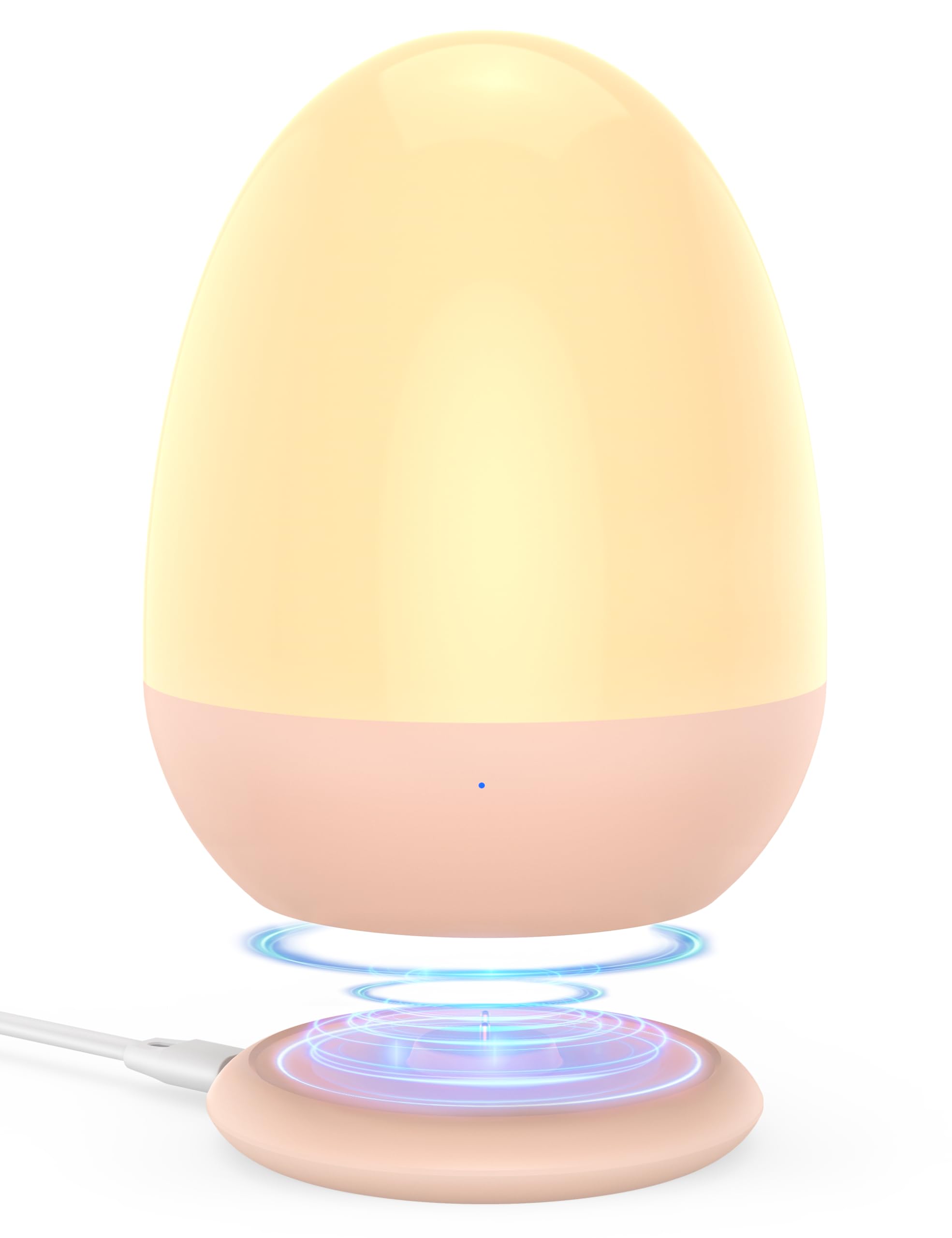 JolyWell Night Lights for Kids with Stable Charging Pad, Touch Control&Timer Setting, ABS+PC Baby Egg Lamp for Breastfeeding,Pin