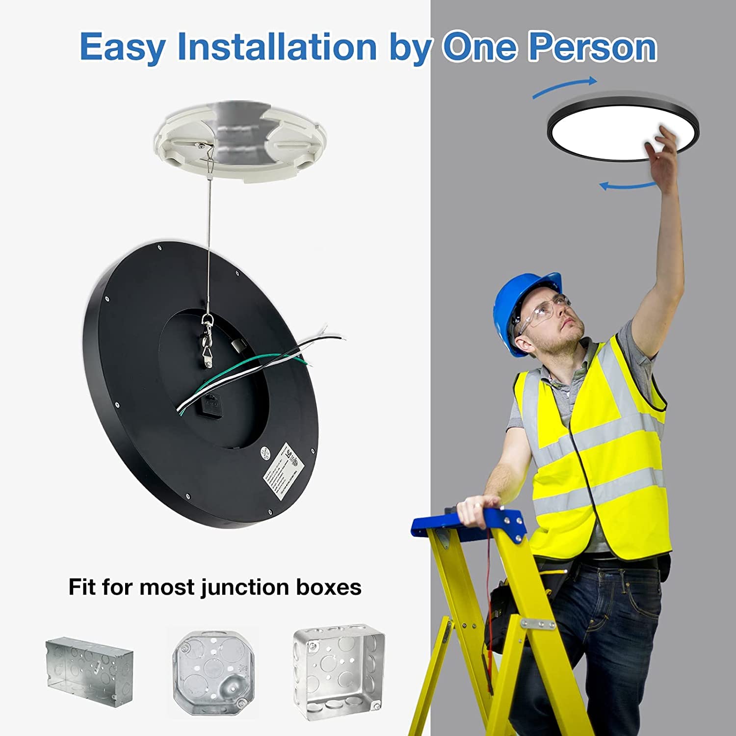 Cycevsun 12 Pack Black Flush Mount Ceiling Light, Dimmable & 3000K-4000K-5000K Selectable, 12 Inch 20W,Bright 2000Lm, Low Profil