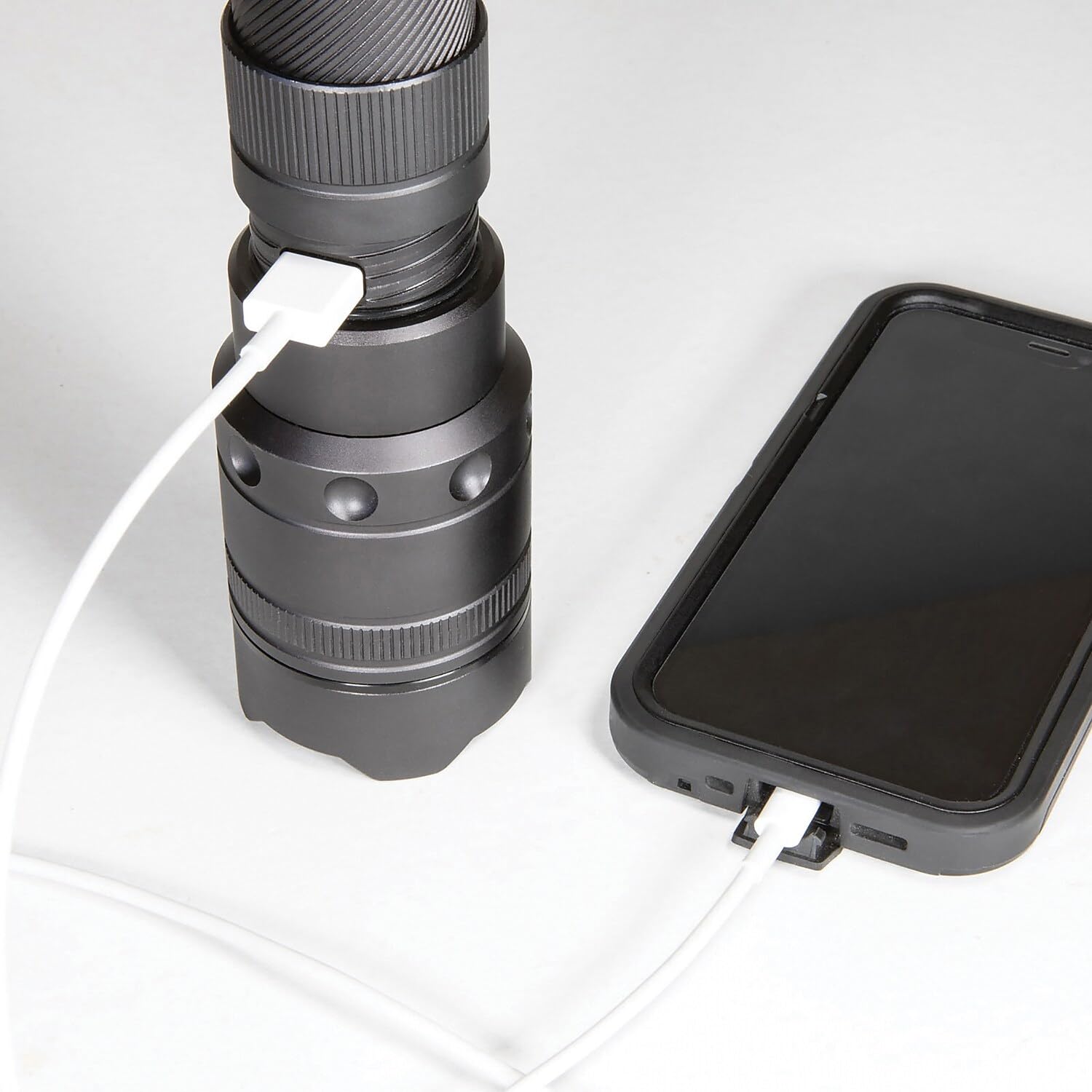 Dorcy 41-2611 4,000-Lumen Pro Water-Resistant Aluminum Led Rechargeable Flashlight With Built-In Power Bank,Gray