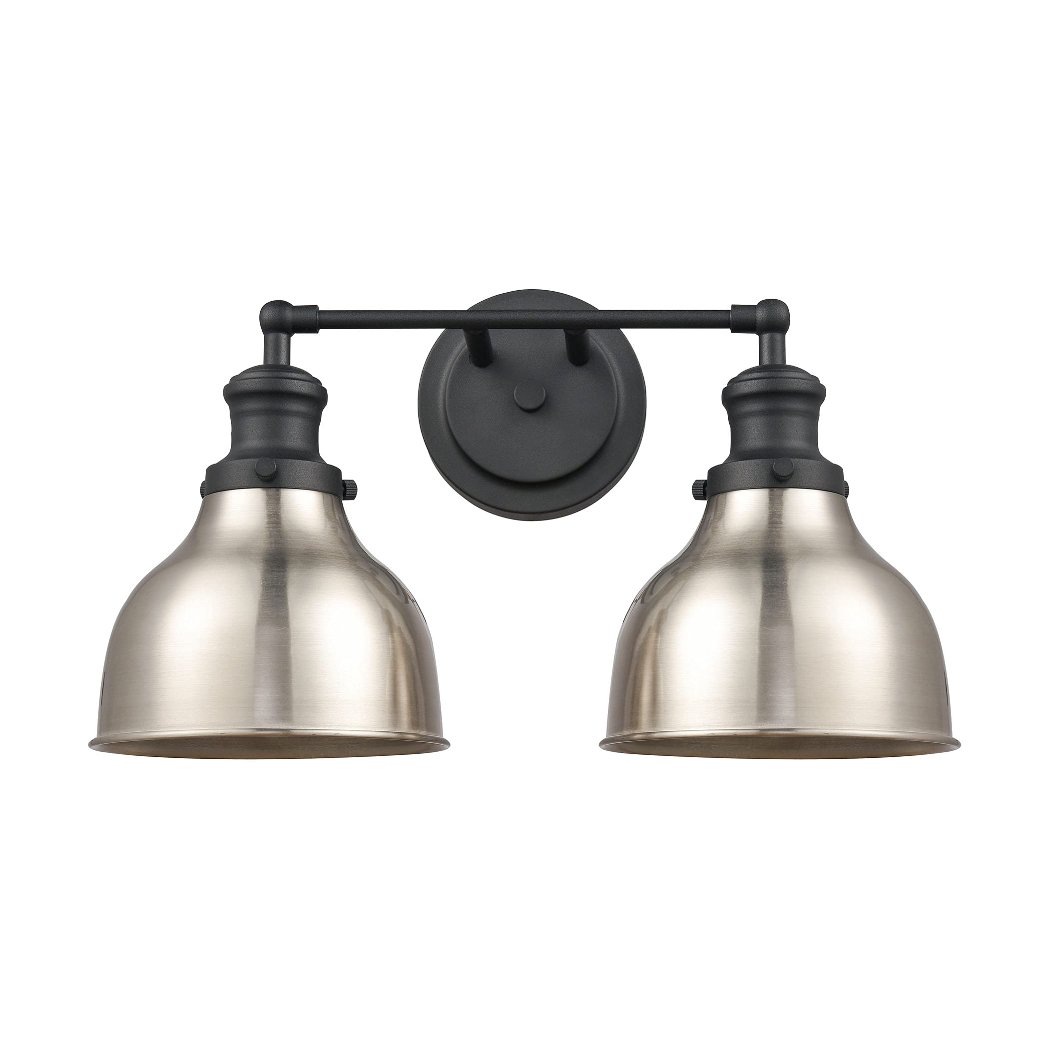 Elk Lighting Haralson 2-Light Vanity Light, Charcoal/Satin Nickel, Alloy Steel, 6.69"W X