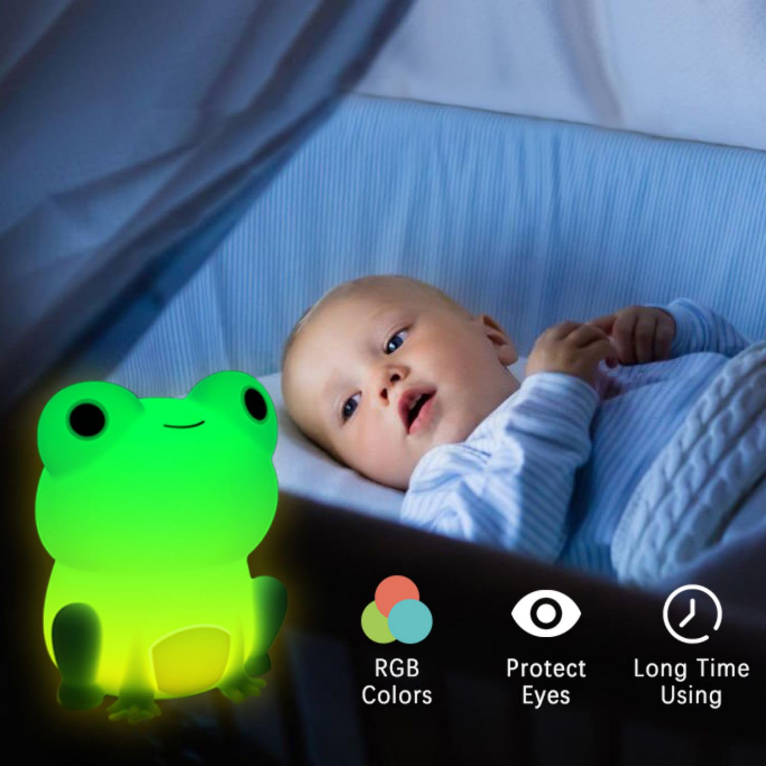 S Nmt Cute Frog Night Light - Dimmable Color Changing Soft Silicone Lamp For Kids' Nursery