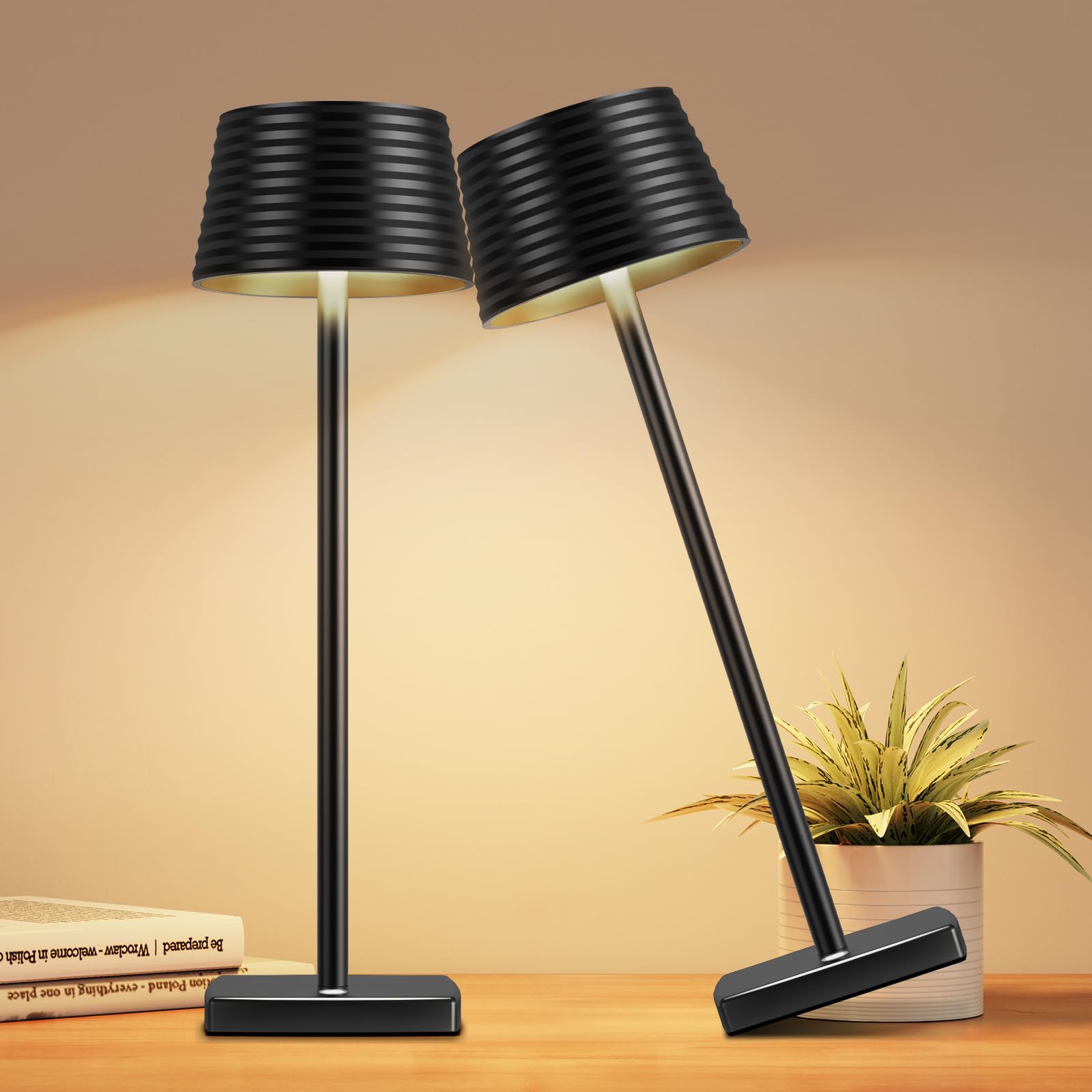 Yiben 2Pack Cordless Table Lamps Rechargeable,Battery 6000Mah Led Portable Lights For Outdoor/Patio/Restaurant/Indoor Desk Lamp 