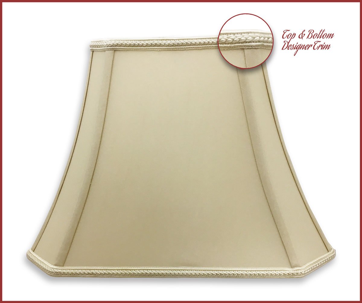 Royal Designs, Inc. Rectangle Bell Shade, Faux Silk, 8x14x10.6, Beige, Spider Fitter, Model DSO-68-14BG