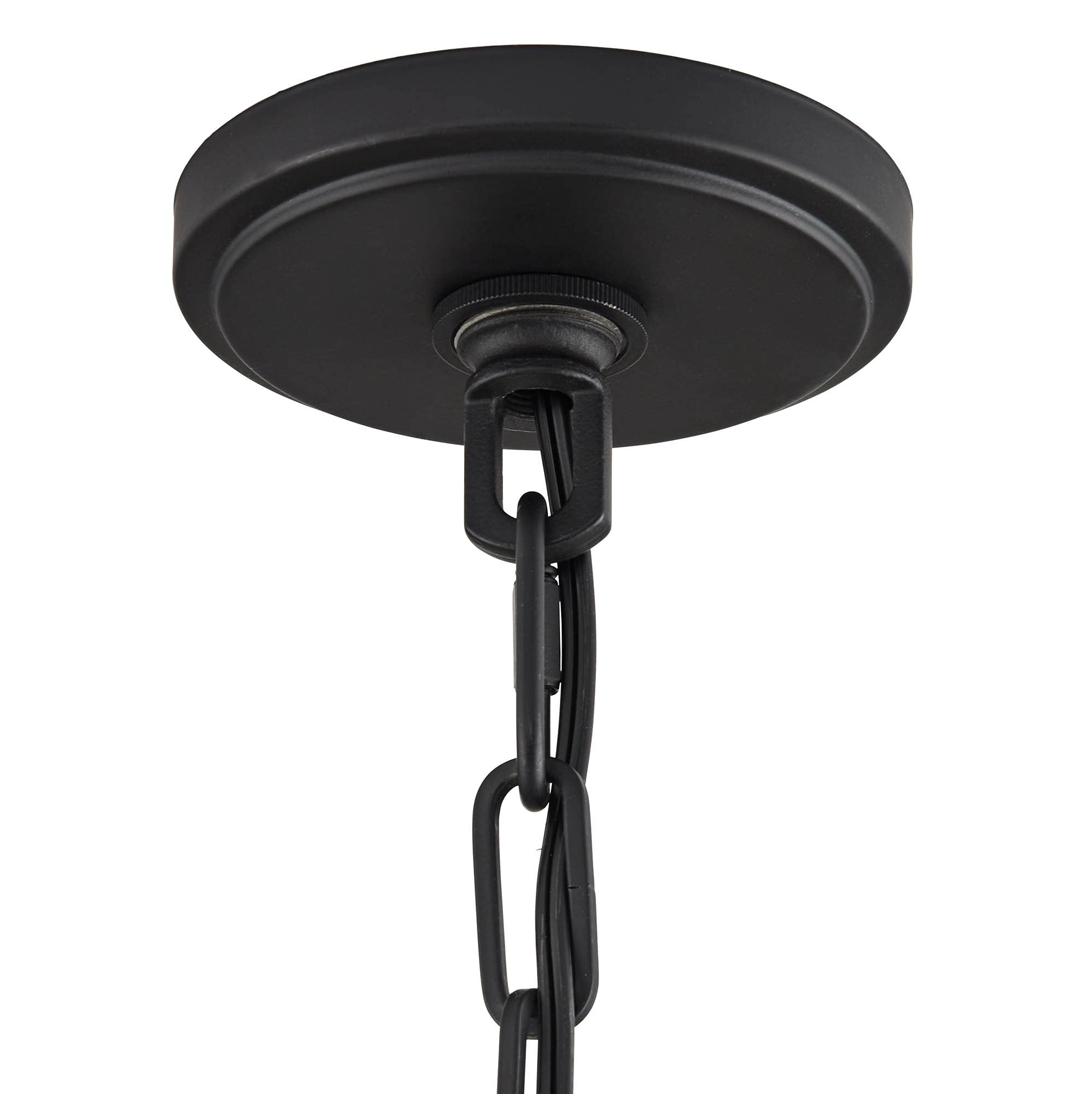 Franklin Iron Works Pendant Light - Black Metal & Clear Glass, 13.5" Wide, 16" High, Farmhouse Style for Kitchen, Living Room, Dining Room