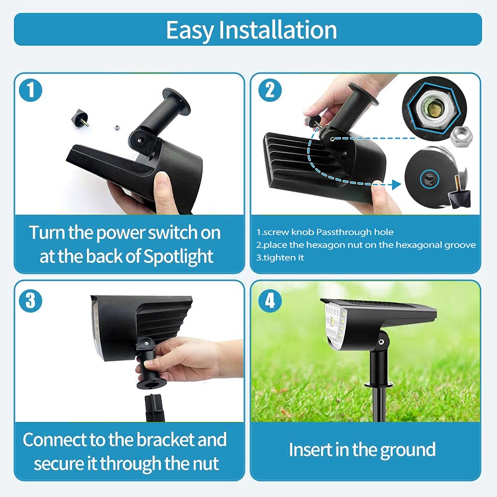 Jior Solar Lights Outdoor Ip65 Waterproof, 2-In-1 Adjustable Spotlights, Warm White, 6 Pack