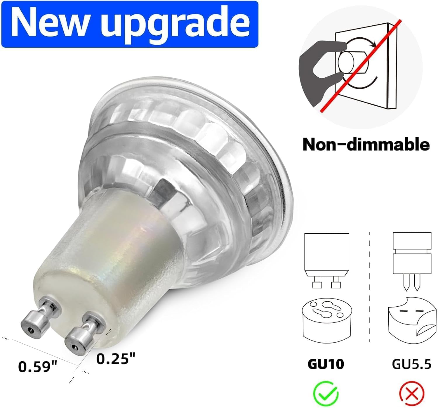 MASTERY MART GU10 LED Light Bulbs 16 Pack, 4W 5000K Daylight White, 350lm Energy Saver, Model MM-GU10-GL100-4