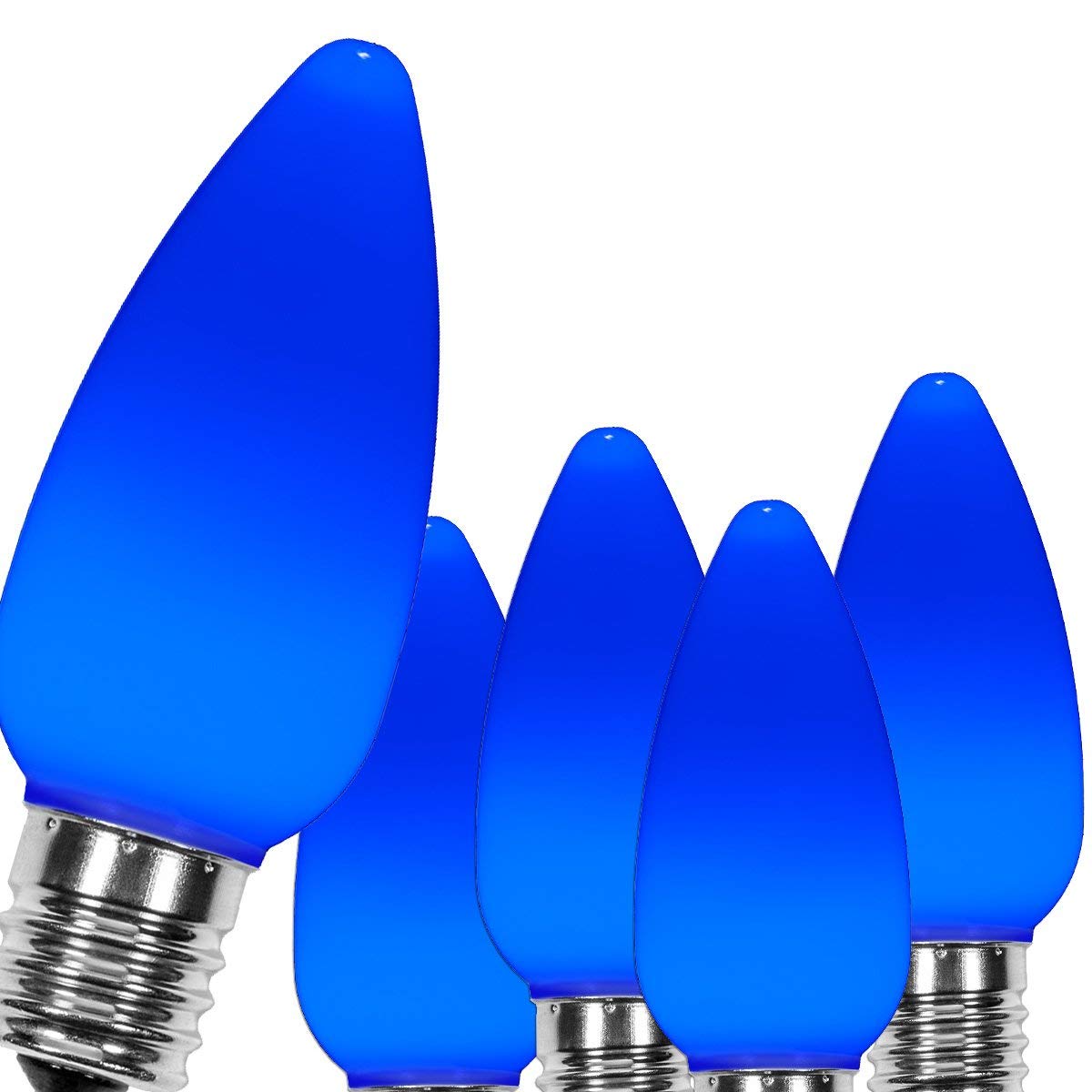 Wintergreen Lighting 25-Pack OptiCore LED C9 Blue Light Bulbs - Vintage Christmas Light Replacement Bulbs  Smooth Vintage Ceramic Style  E17 Base (Smooth)
