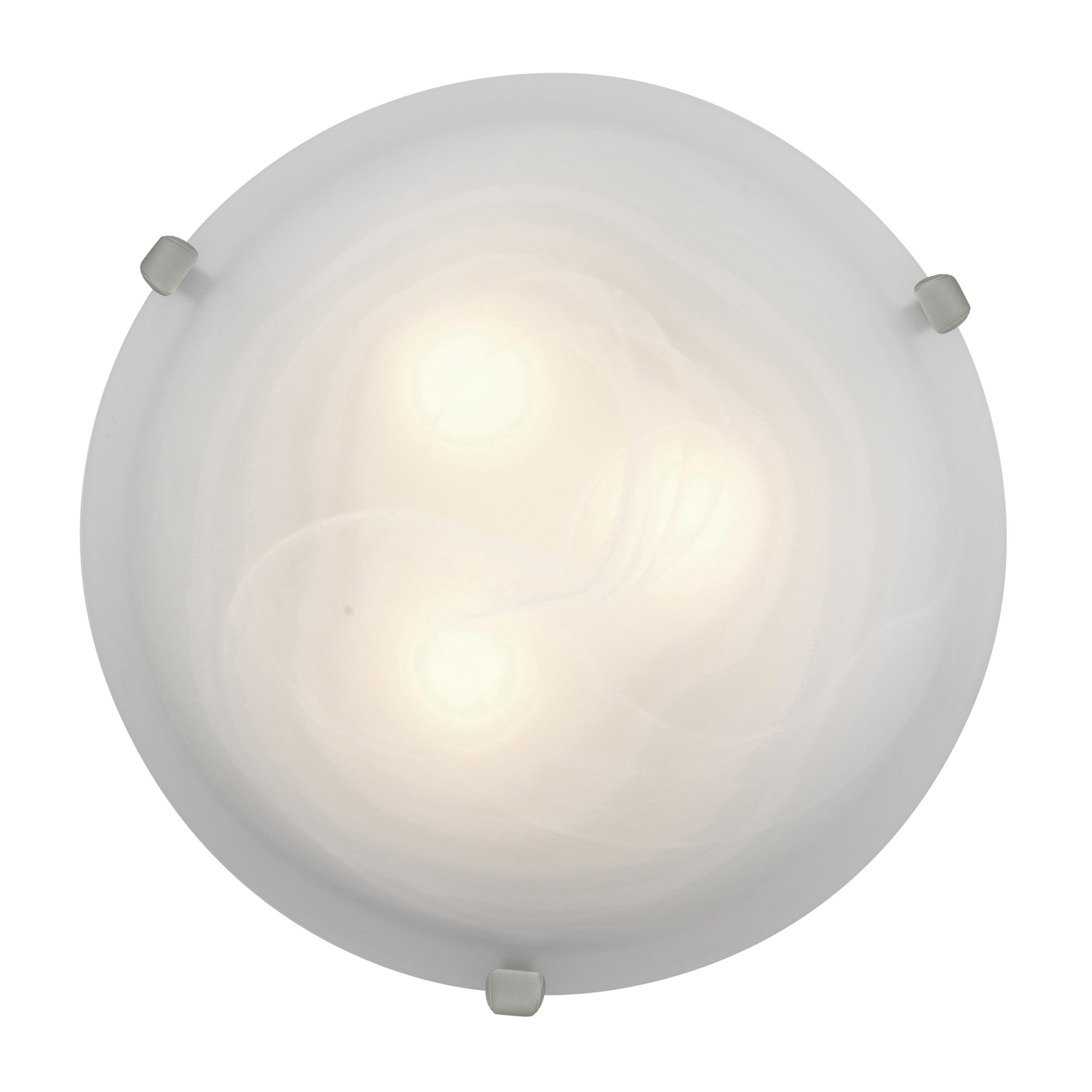 Mona - 16"dia Flush Mount - Brushed Steel Finish - Alabaster Glass Shade