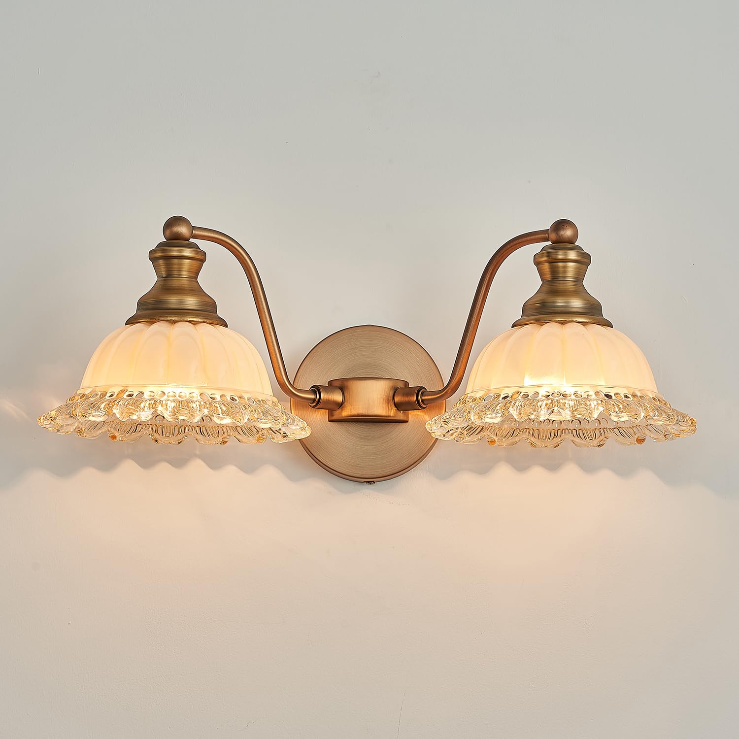 Xiedun Vintage Vanity Light Brushed Brass 2 Light Vanity Lights For Bathroom Vanity Light Fixtures