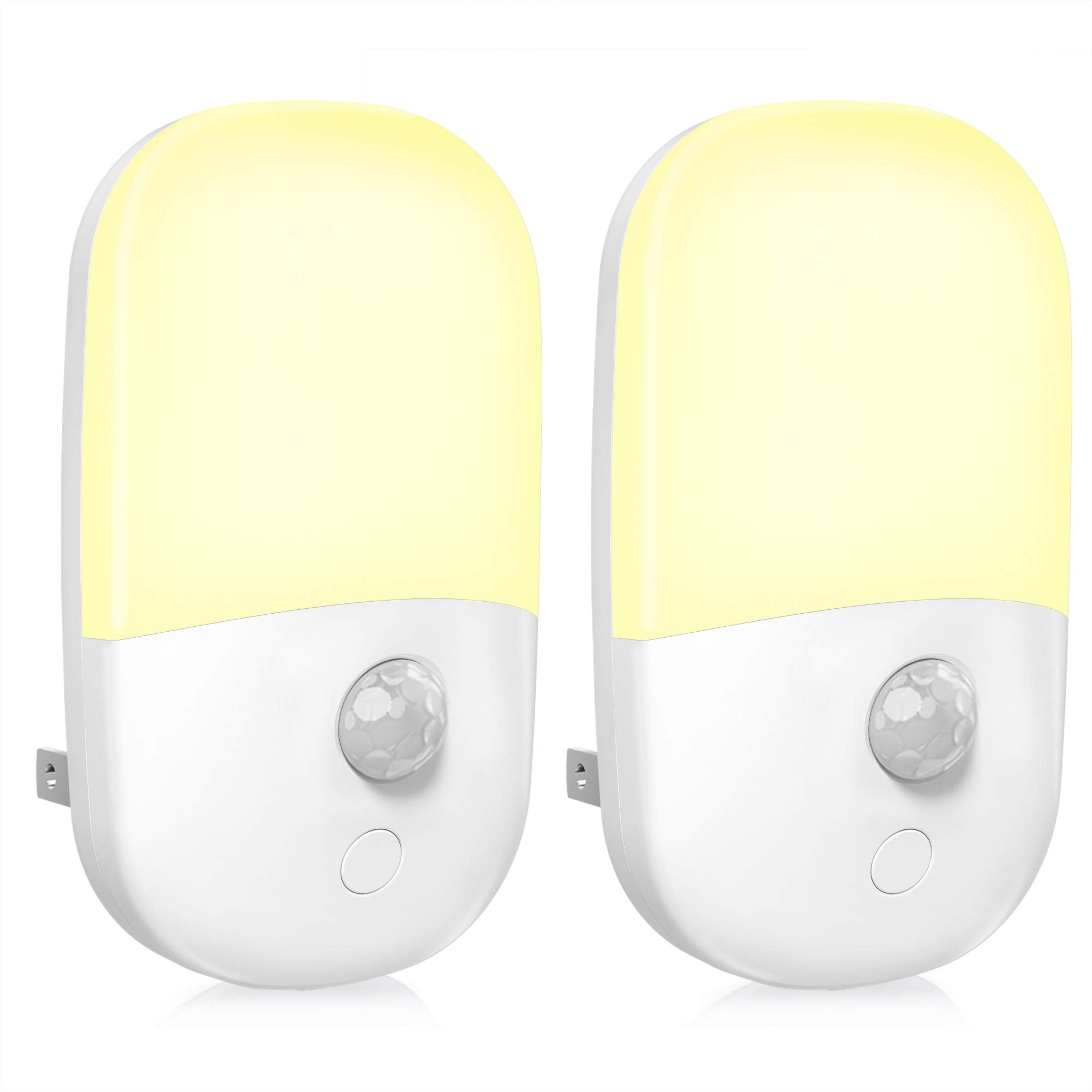 MAZ-TEK Plug-in Motion Sensor Night Light, Dimmable LED, Adjustable Brightness, 2 Pack, White, Model MZ303-M-2