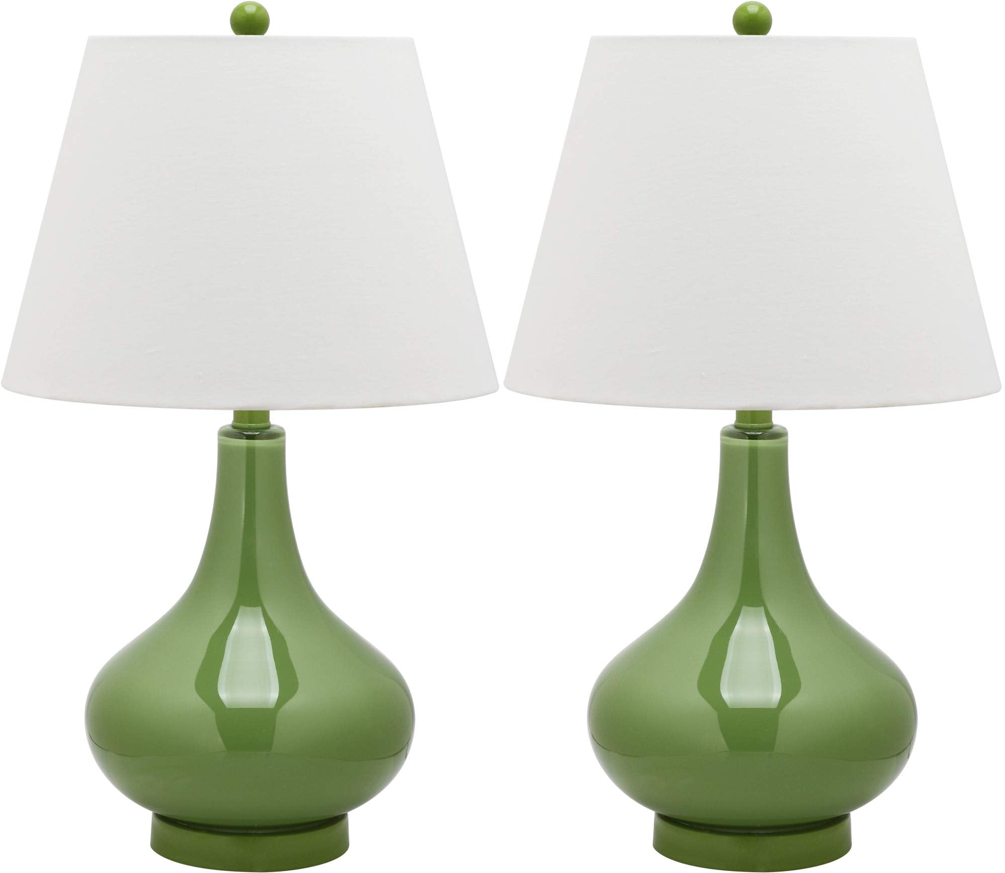 SAFAVIEH Lighting Collection Amy Modern Contemporary Fern Green Gourd Glass 24-inch Bedroom Living Room Home Office Desk Nightst