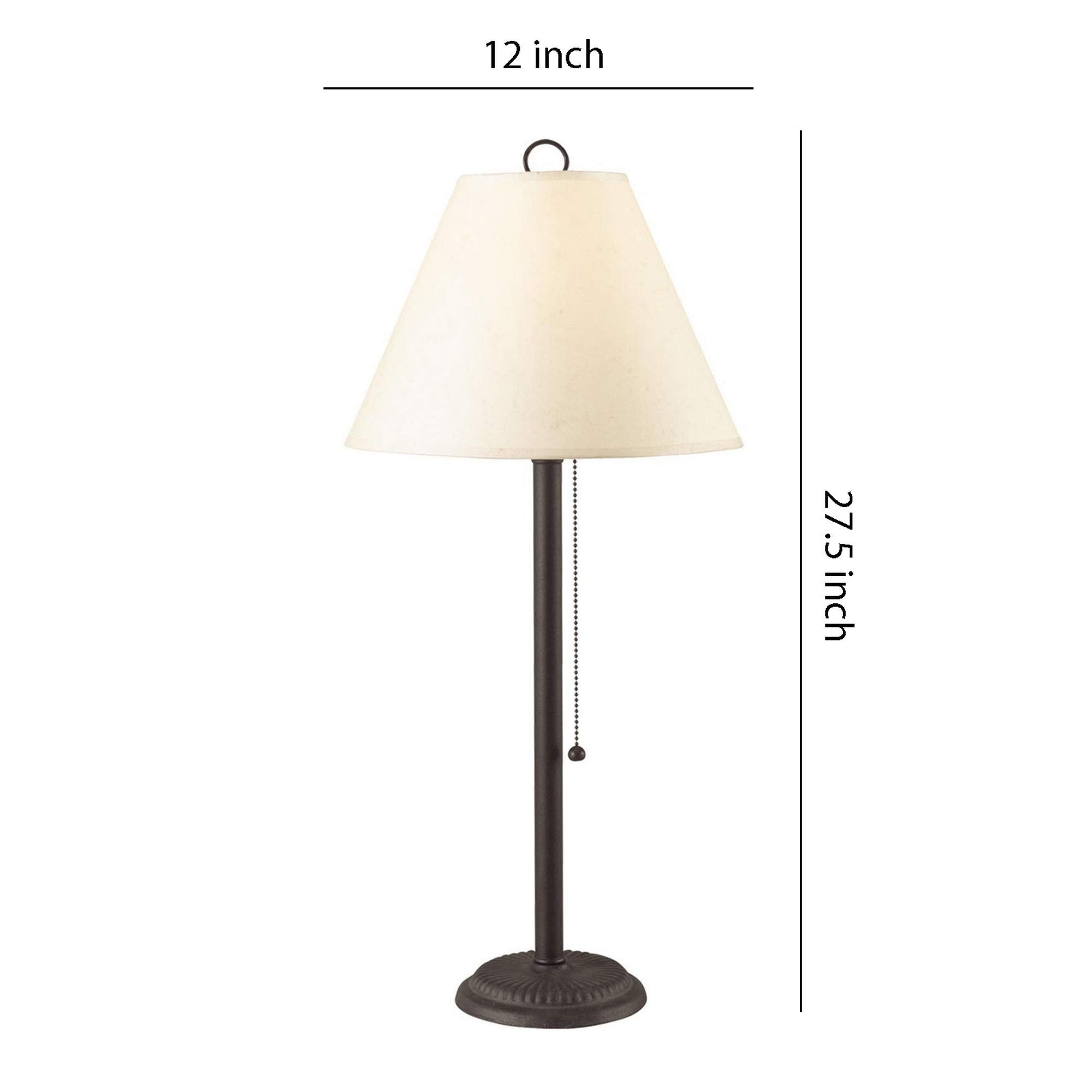 Benjara Paper Shade Metal Table Lamp With Pull Chain Switch,Set Of 4,White And Black