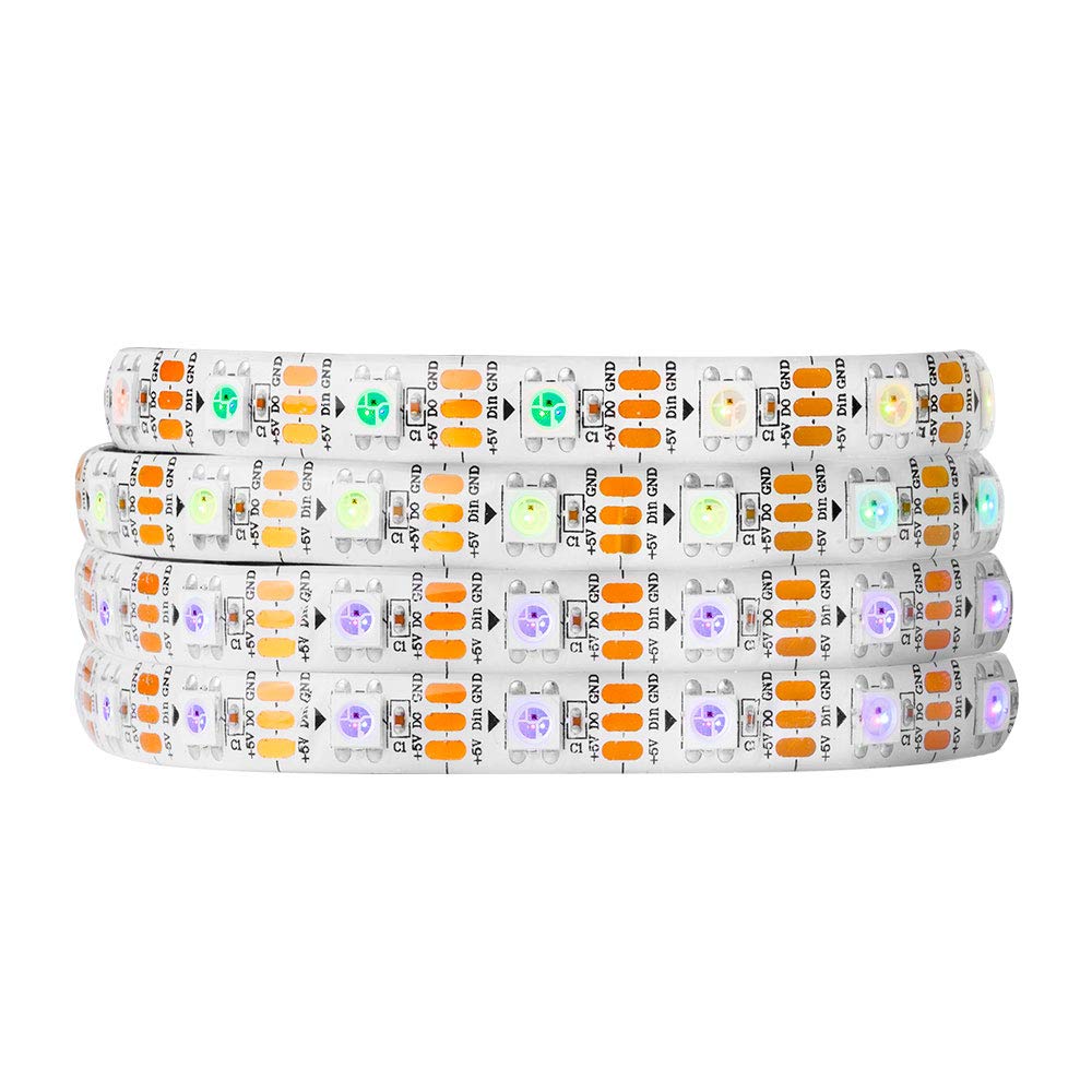 BTF-LIGHTING WS2812B IC RGB 5050SMD Pure Gold Individual Addressable LED Strip 3.28FT 60LED 60Pixel/m Flexible Full Color IP65 D