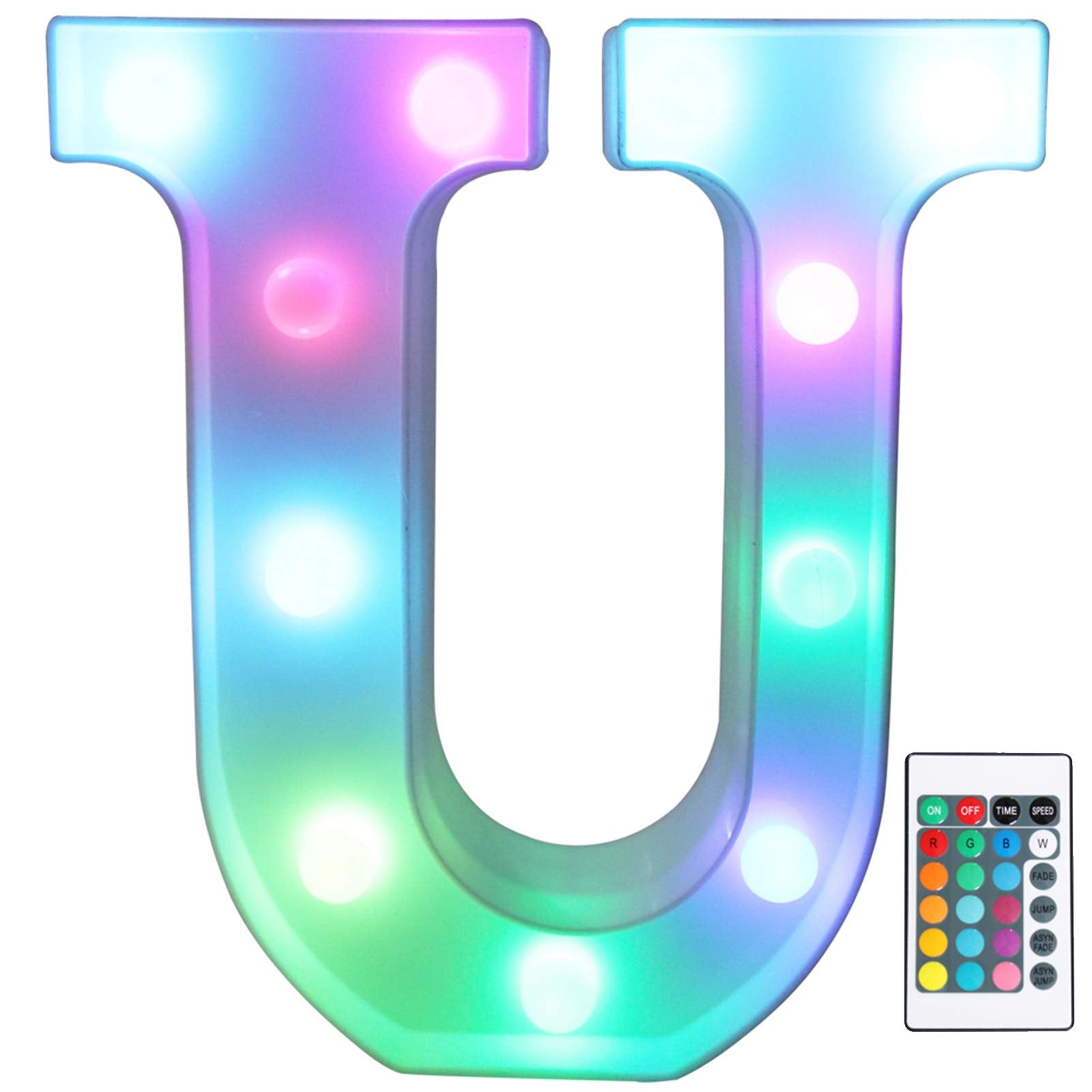 Pooqla Colorful Led Marquee Letter Lights With Remote - Rgb Plastic Party Decorations - Model Jh-Qcbzm-21