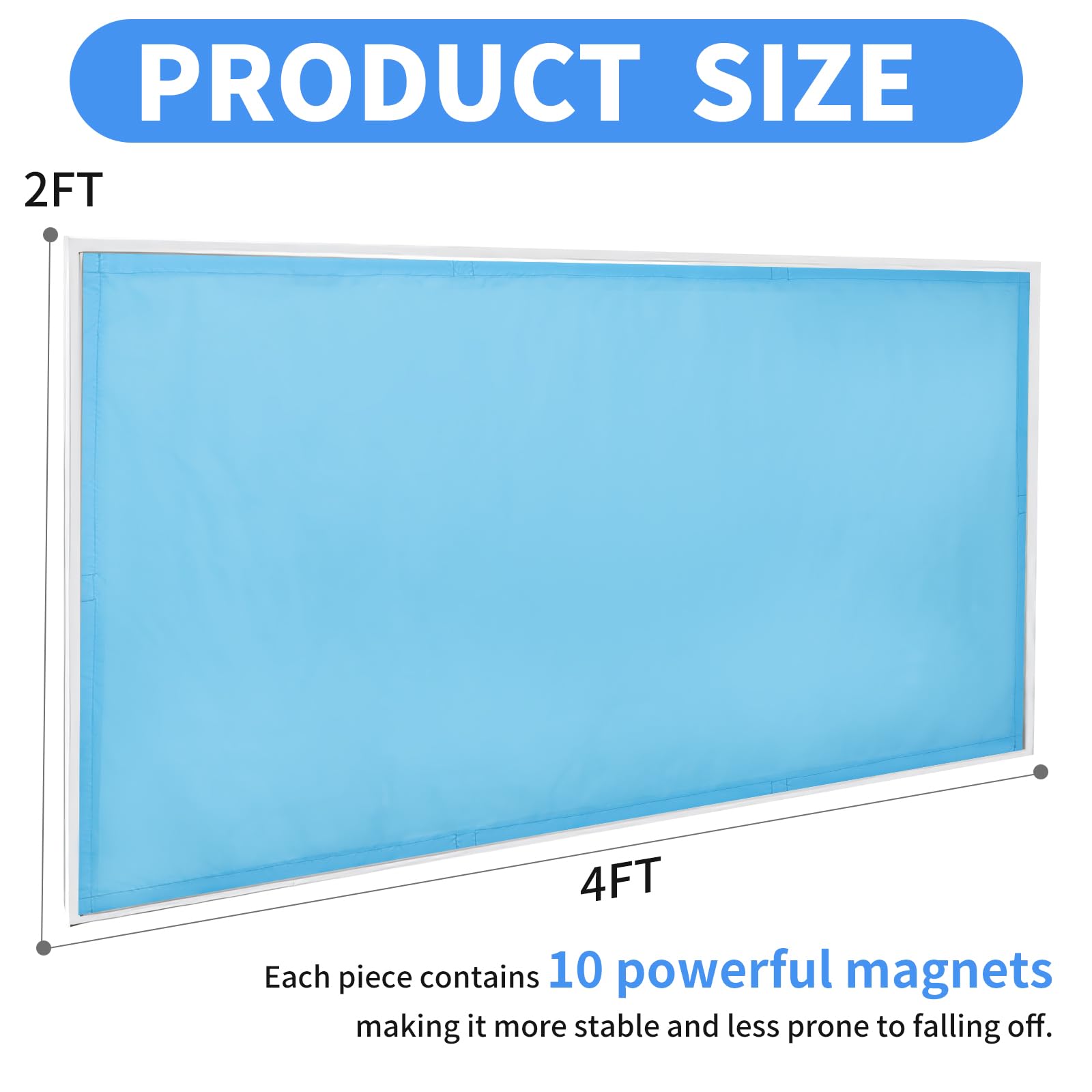 Torixqi Fluorescent Light Covers - Magnetic Filters for 4x2 Feet Ceiling Lights, Blue, Model FLC1