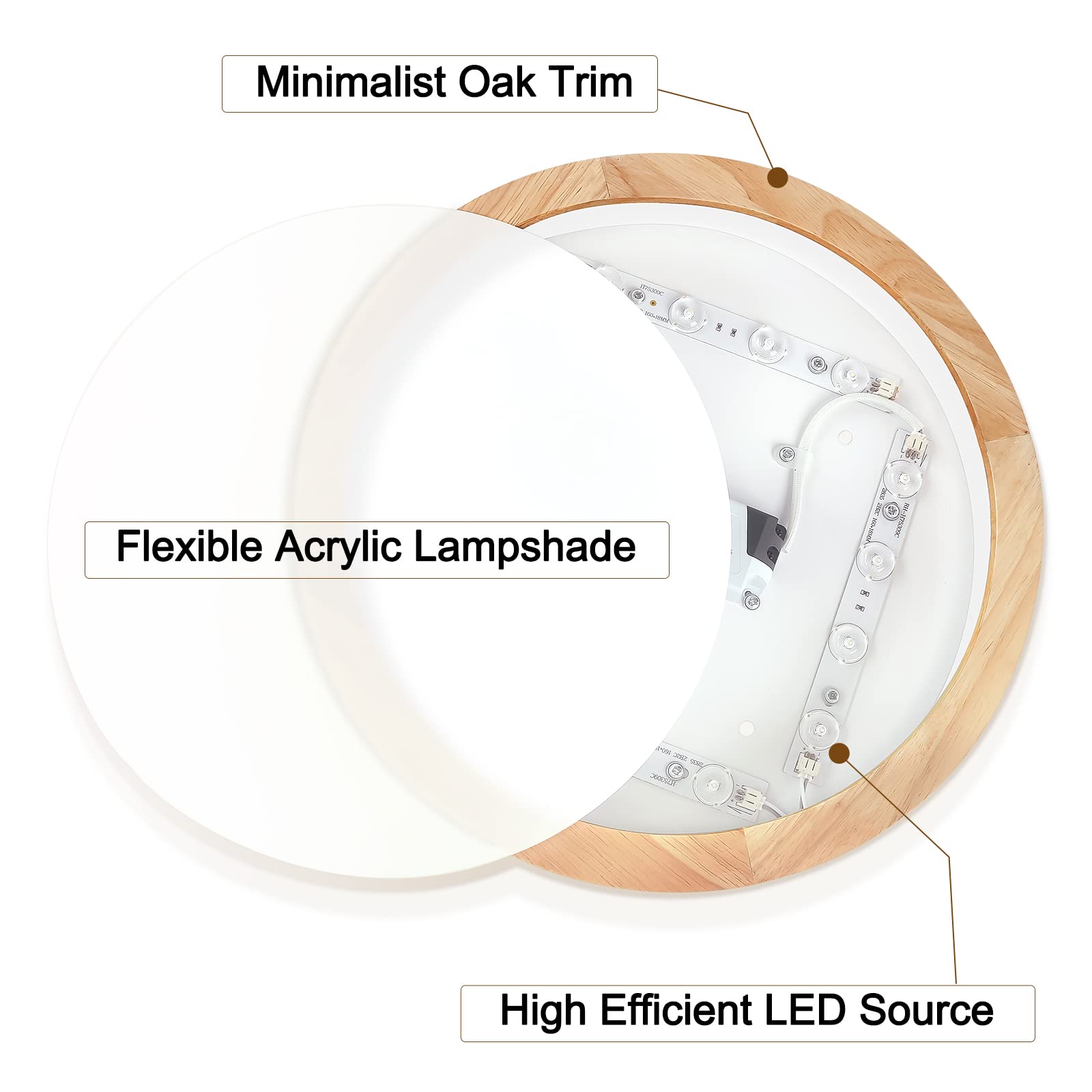 Ketom 12" LED Ceiling Light Flush Mount, 24W Wood Fixture, Natural White 4500K, Modern Minimalist Design for Bedroom, Kitchen, Hallway