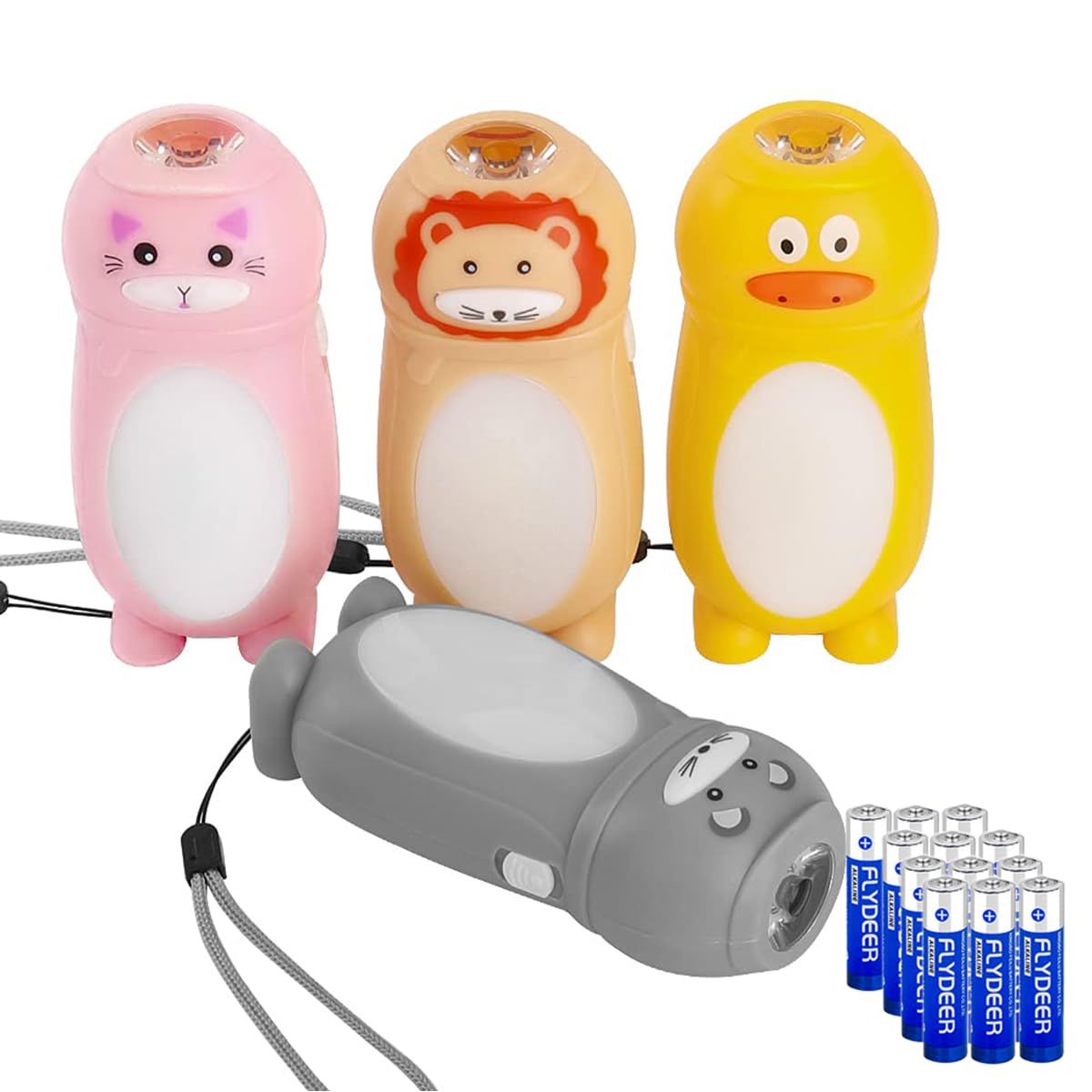KunHe 4 Pack Animal Flashlights Stocking Stuffers Kids Small Mini LED Flashlight Camping Essentials for Kids Toddlers Lantern Cu