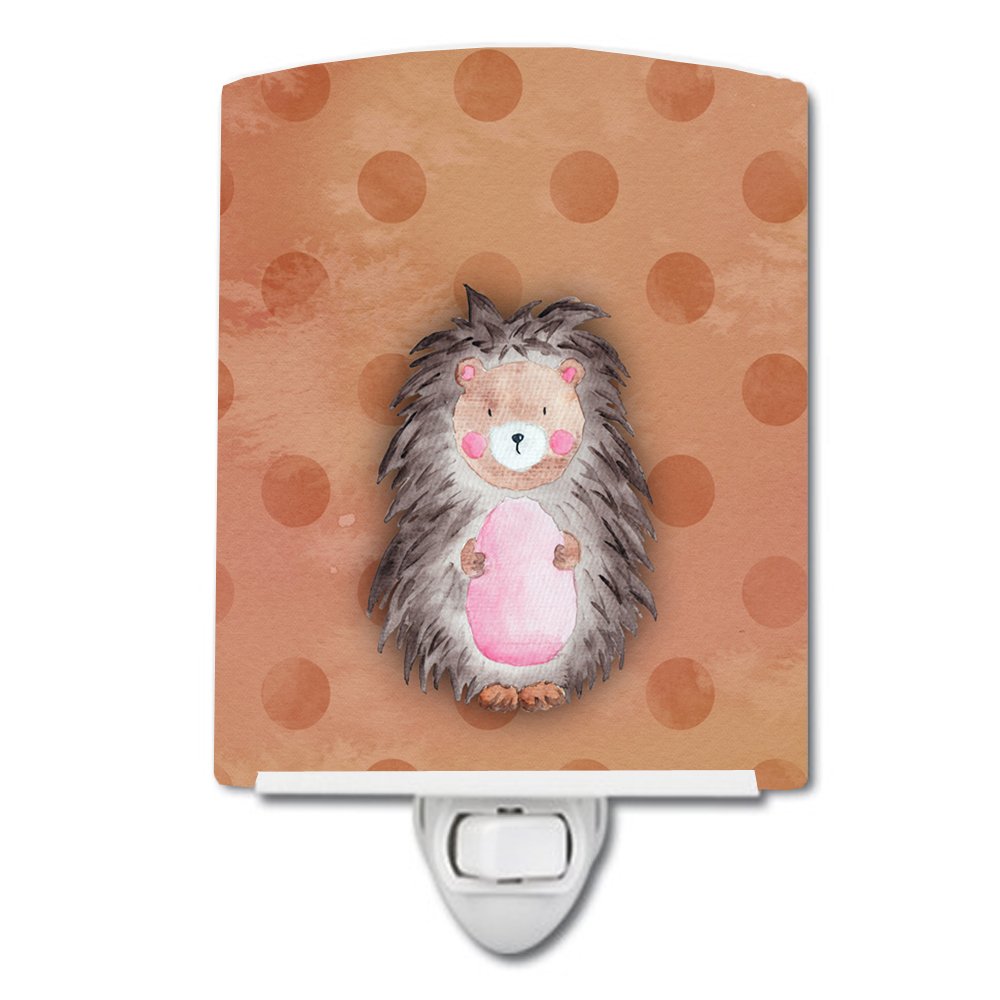 Carolines Treasures BB7378CNL Polkadot Hedgehog Watercolor Ceramic Night Light Compact, ULCertified, Ideal for Bedroom, Bathro