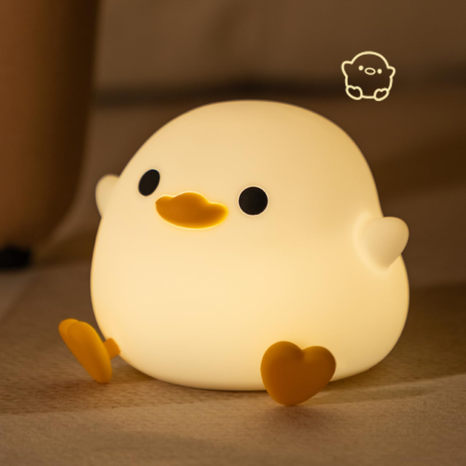 Bestfaith Cute Dodo Duck Night Light  Led Squishy Night Lamp  2 Gears Dimmable Nursery Nightlight For Kids  Rechargeable Touch Lamp  Dorm Decor  Kids Funny Gifts (Dodo Duck)