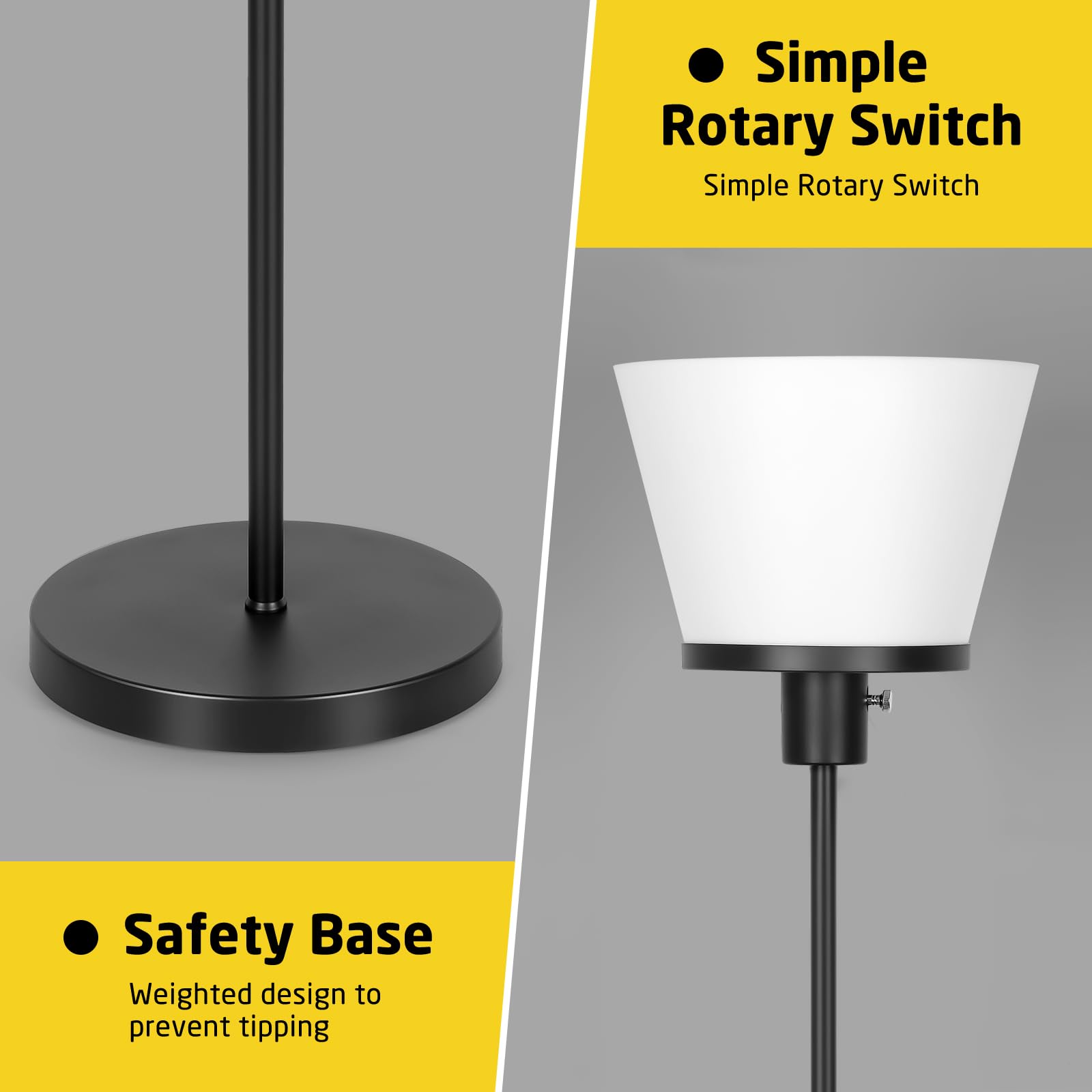 Kukobo Led Floor Lamp Tall Standing Lamp, Black Modern Torchiere Floor Lamps For Bedroom Living Room Office, Bright Floor Lamp W