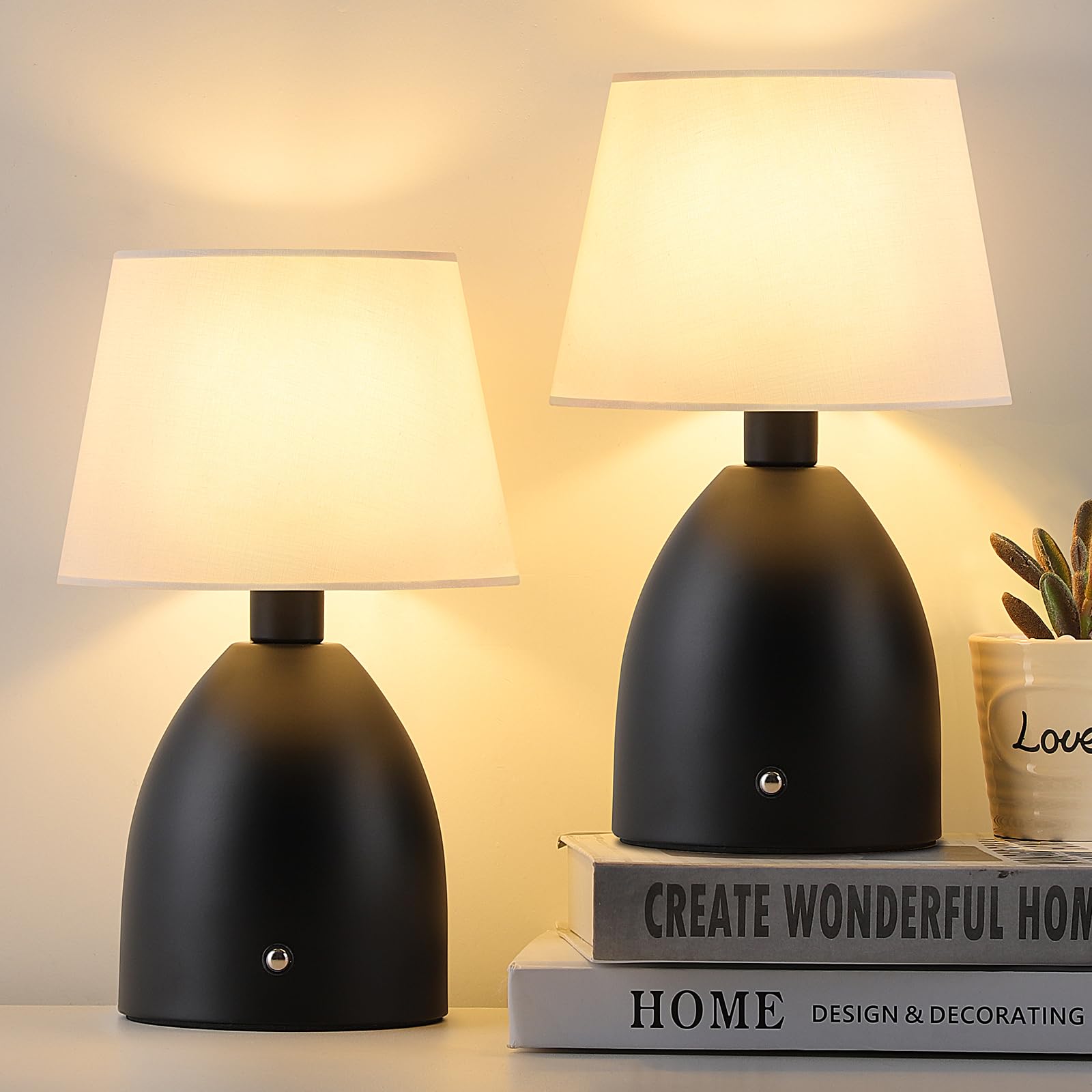 Ggoying Cordless Table Lamp Set Of 2, Small Rechargeable Desk Lamp, 4-Level Brightness Bedside Nightstand Lamps For Bedroom, Kid