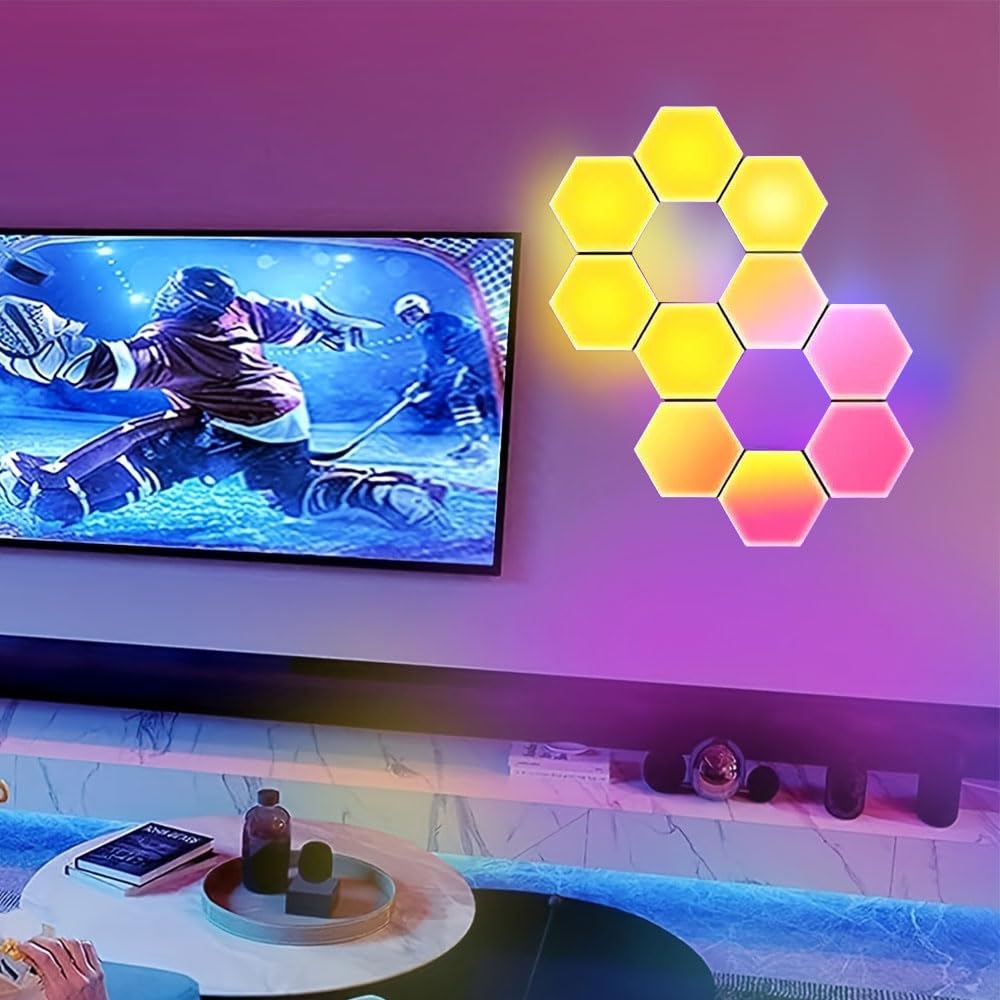IFTHFOUR 6 Pack Hexagon LED Wall Light Panels: Smart RGB Color-Changing Hexagon Lights with App & Remote Control, Music Sync Mod