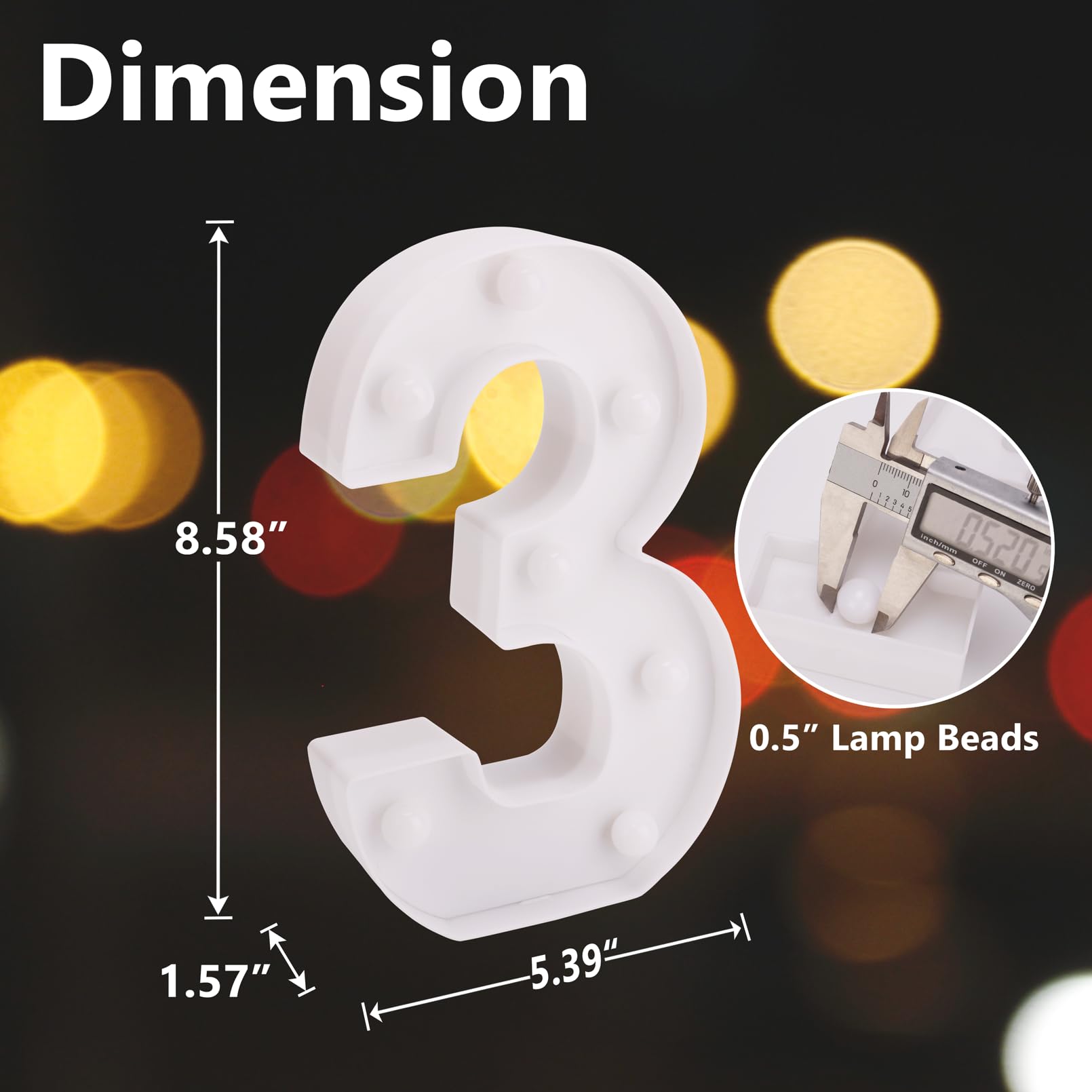 Tronsboo Led Marquee Sign Light Up Letters, Alphabet Light Up Letters Sign, Battery Powered Led Letter Lights For Night Light, Wedding, Birthday, Party, Christmas Or Home Decor (Number 3)