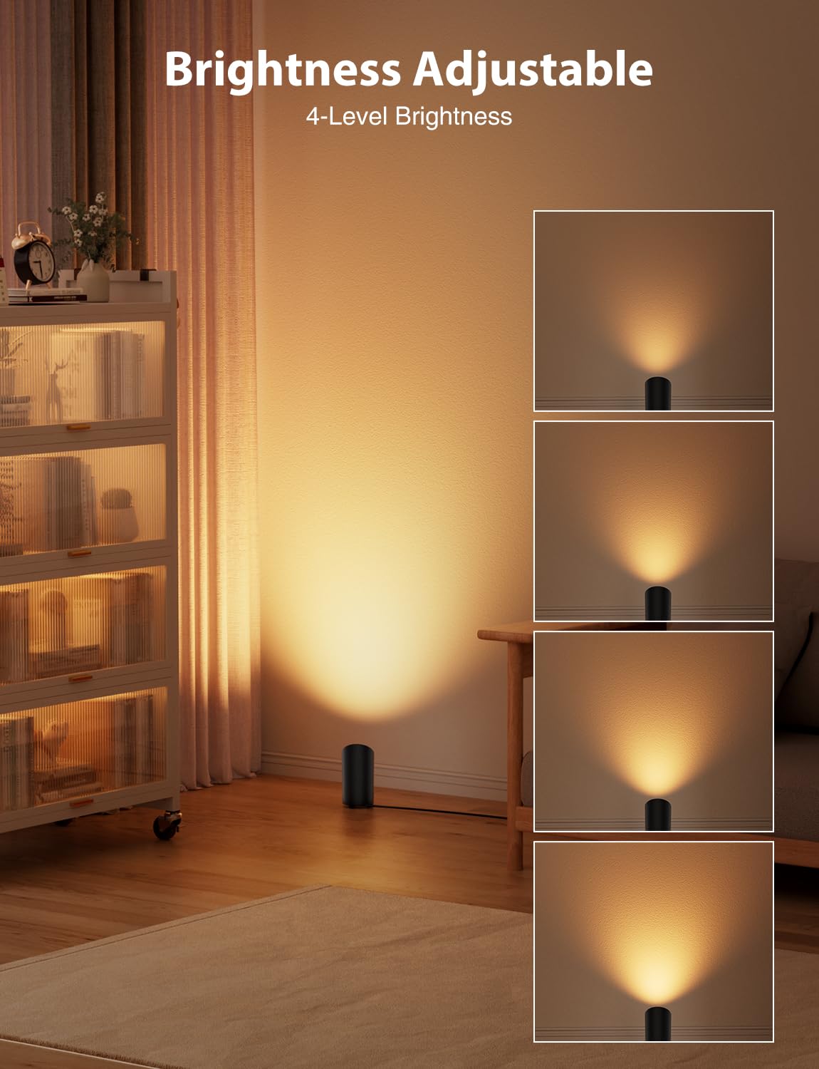 Onforu 7W RGBW Floor Can Light, Remote Control, Color Changing, Aluminum, Black, Model FW05RGBW, 2 Pack