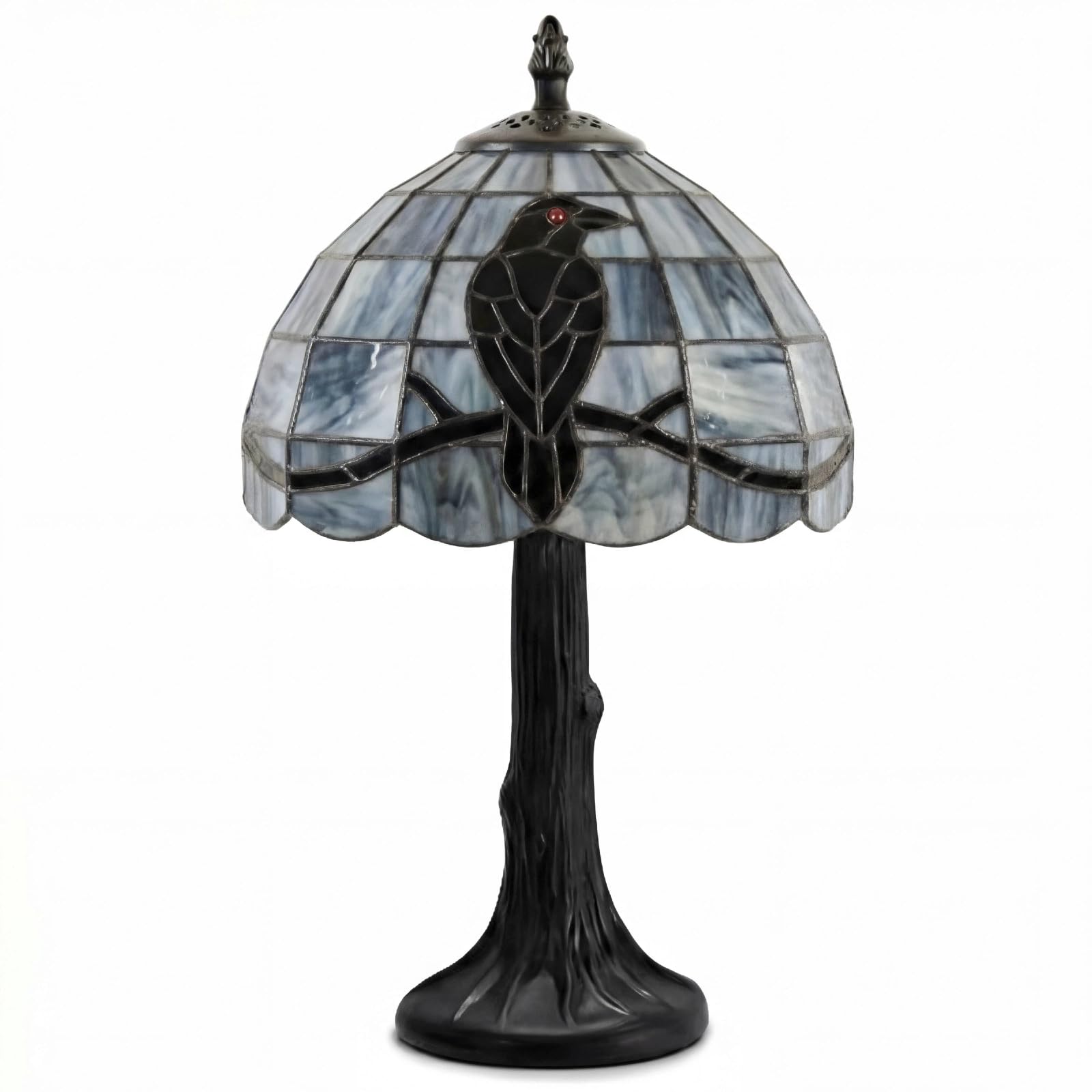 Wettal Stained Glass Raven Lamp Table Light with Handcrafted Lampshade - Vintage Spooky Small Crow Lamp for Bedside Bedroom Livi