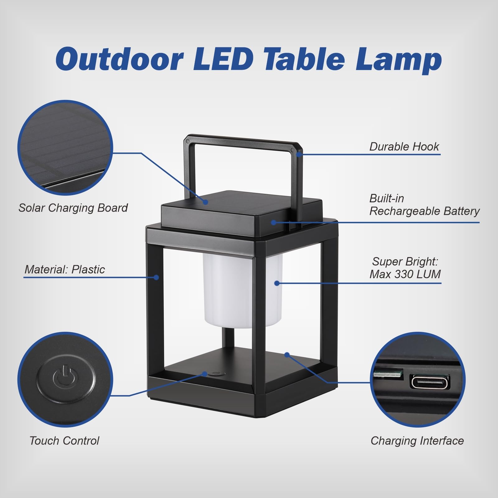 Ridalux Solar Lantern Outdoor Table Lamp - Portable Waterproof Led Lights For Patio & Camping