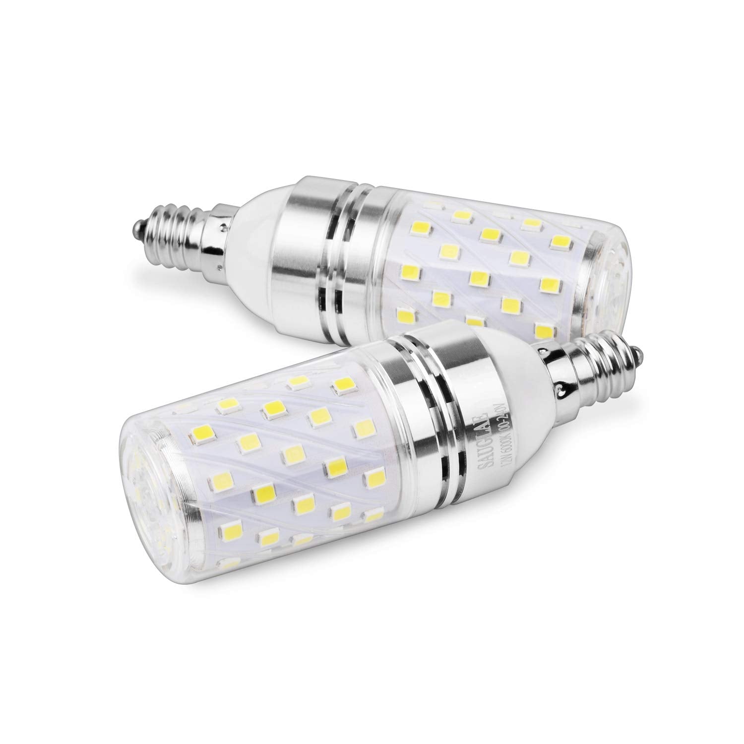 Sagel E12 LED Corn Bulbs 12W, 6000K Cool White, 1200Lm, Glass, 4-Pack