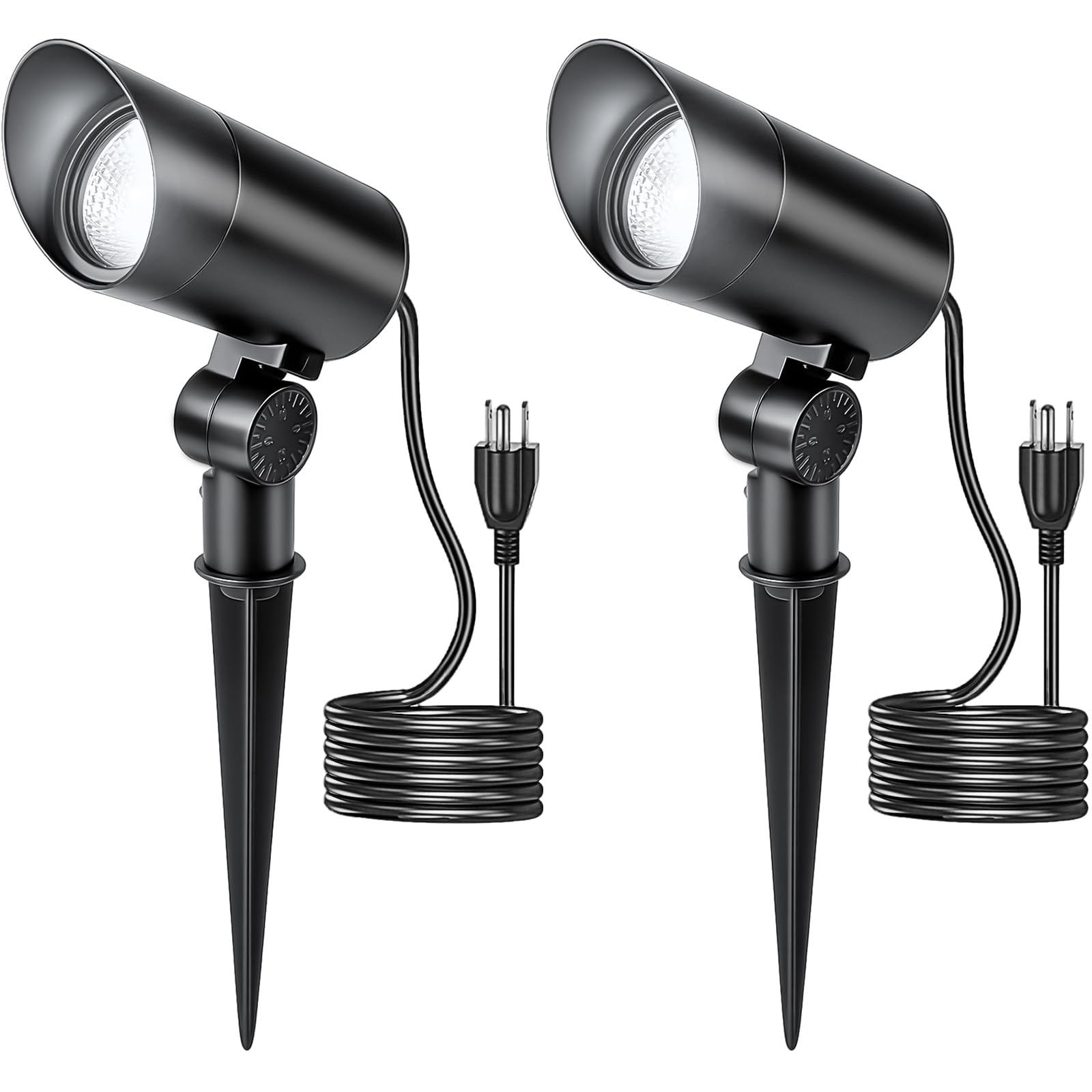 HIBOITEC 2 Pack 30W Outdoor LED Spotlight 120V 3000LM 5000K Spot Lights Waterproof Landscape Lighting for Flag Pole Tree Statue,