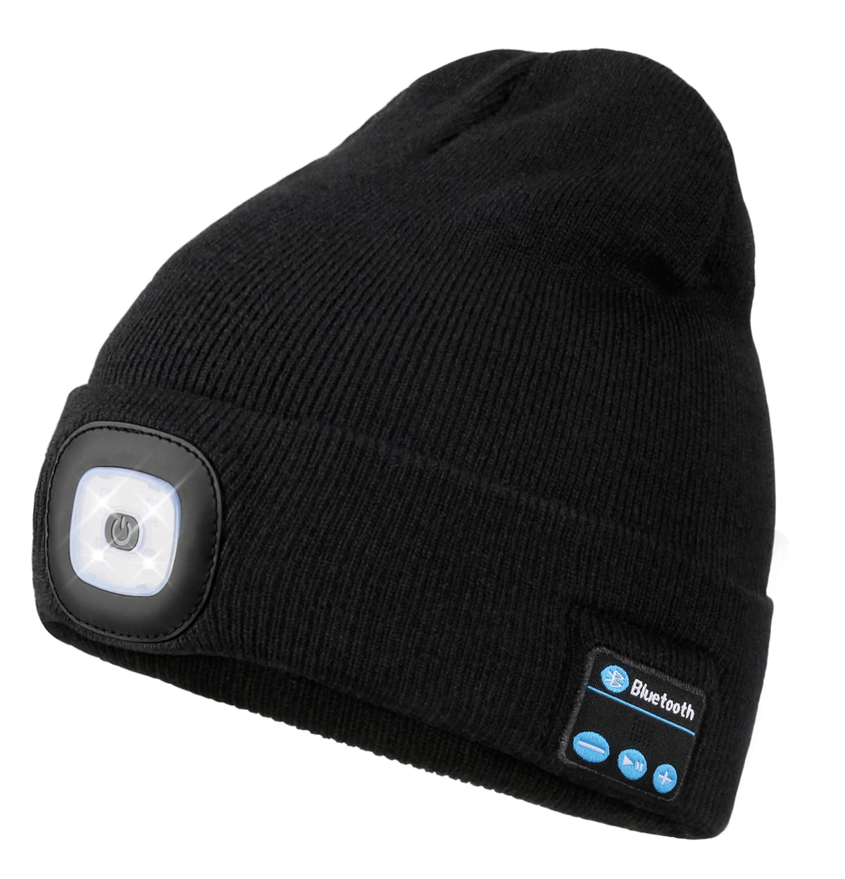 Bluetooth Beanie With Light, Unisex Usb Rechargeable 4 Led Headlamp Hat With Wireless Headphones, Unique Christmas Birthday Gift