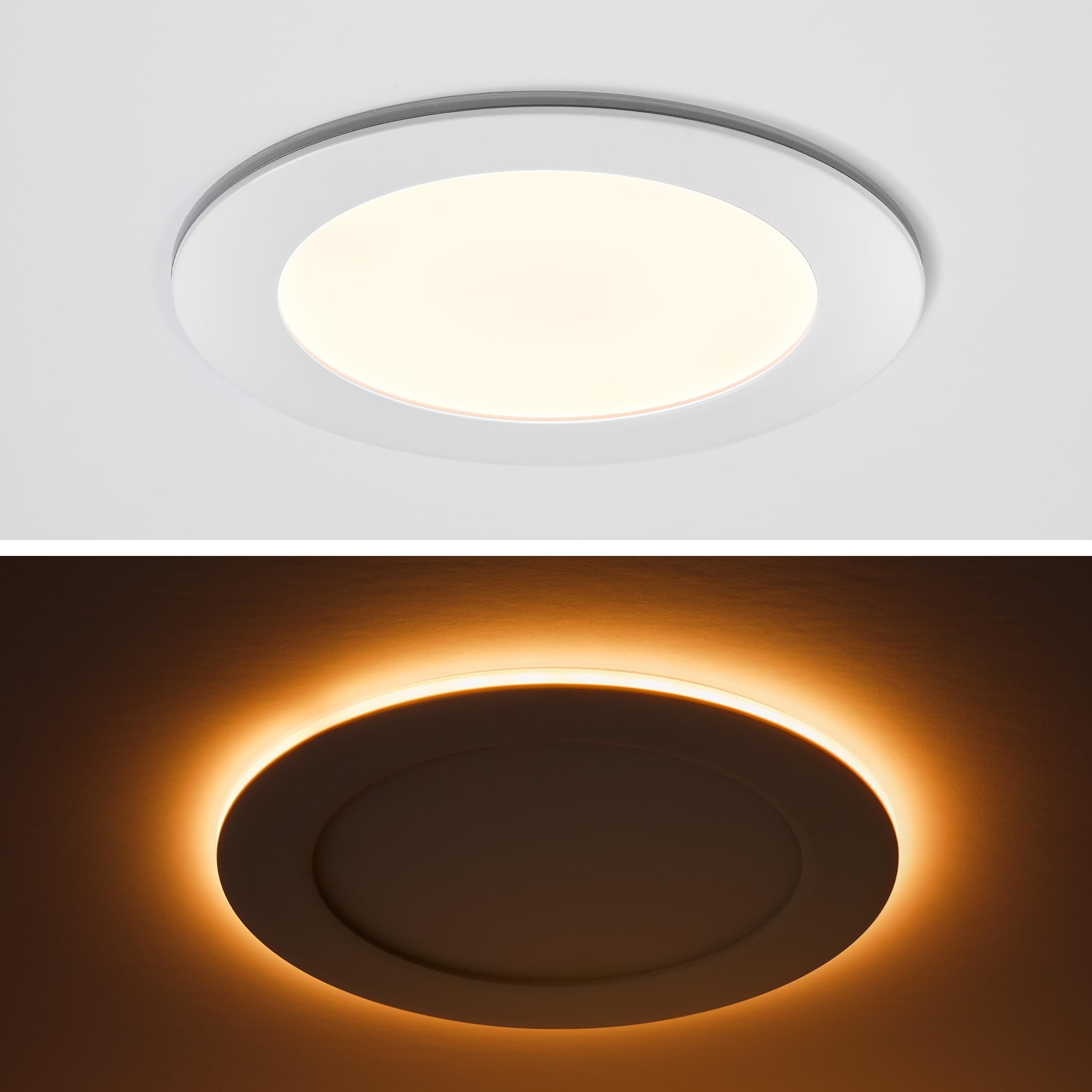 Maxxima 6 in. Slim Recessed LED Downlight with Night Light, 900 Lumens, 12 Watts, 5 CCT 2700K/3000K/3500K/4000K/5000K, 2000K Nig