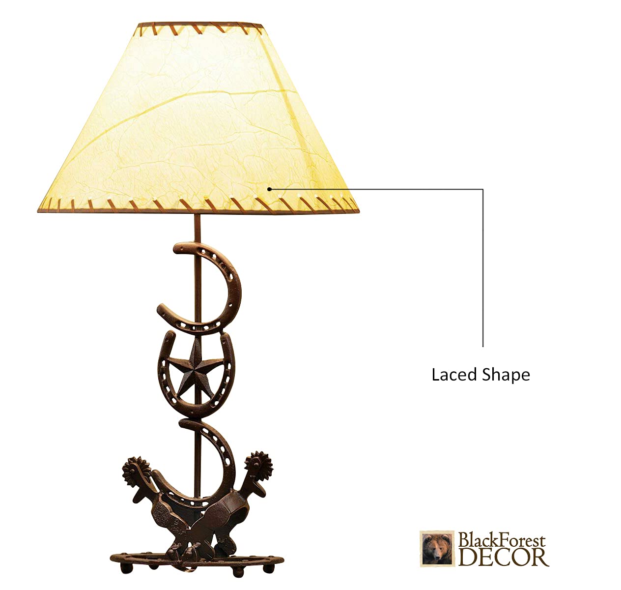 BLACK FOREST DECOR Horseshoe Star Table Lamp - Vintage Rustic Iron Lamp for Cabin & Living Room - 27" x 16"
