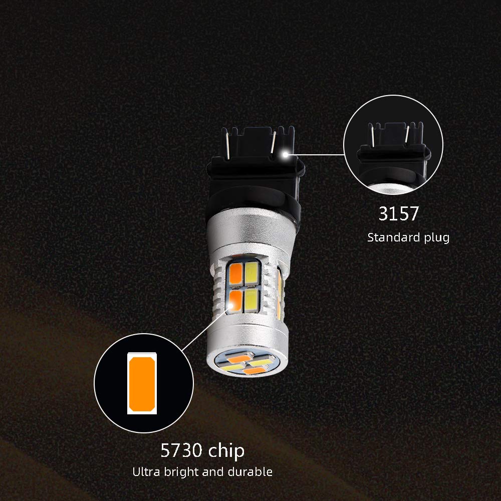 Grandview 3157 Amber/White Switchback LED Light Bulbs 12V 2-Pack