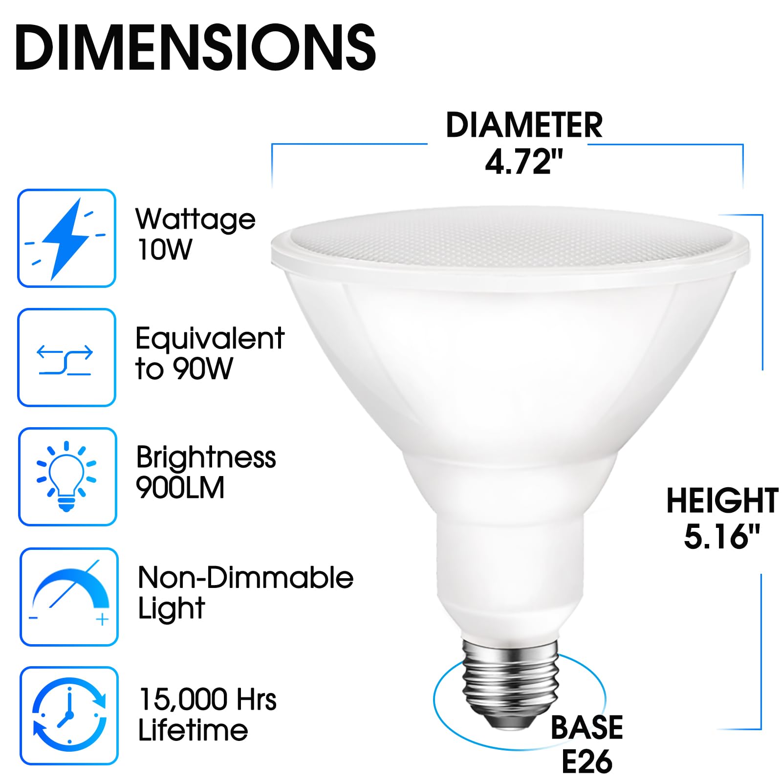 Energetic Par38 Led Flood Light Outdoor Bulb, 3000K Warm White, 90 Watt Equivalent, Wet Rated, 900Lm, E26 Base, Non-Dimmable, Ul