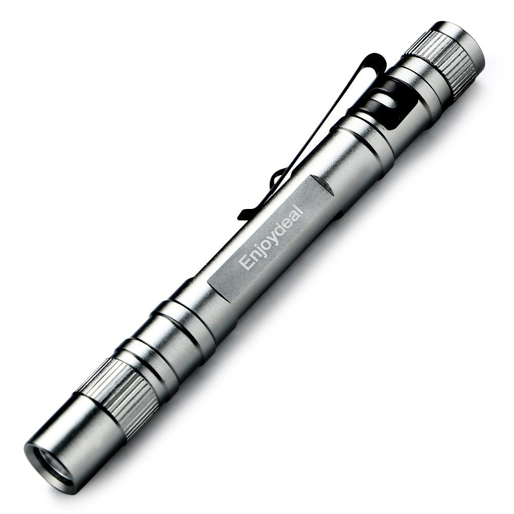 enjoydeal 5PCS LED Pen Flashlights 1000LM Ultra Slim Aluminum Silver ED0015-5S7-FBA