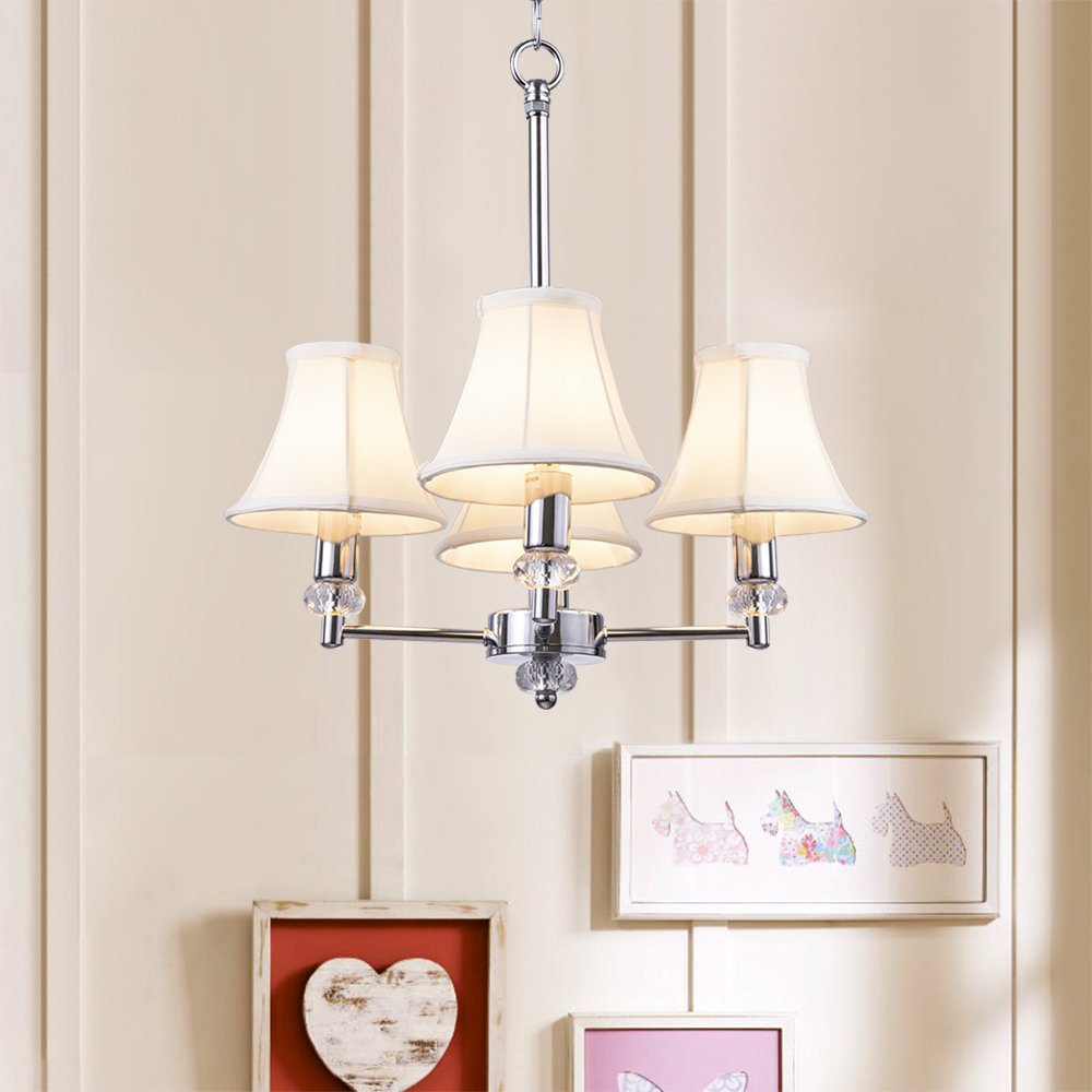 Wellmet Chandelier Shades, Clip-On Fitter For Candelabra Bulbs, 3X6X5, Cream White Fabric, 6 Pcs Set, Model Lp-Line-Cream White