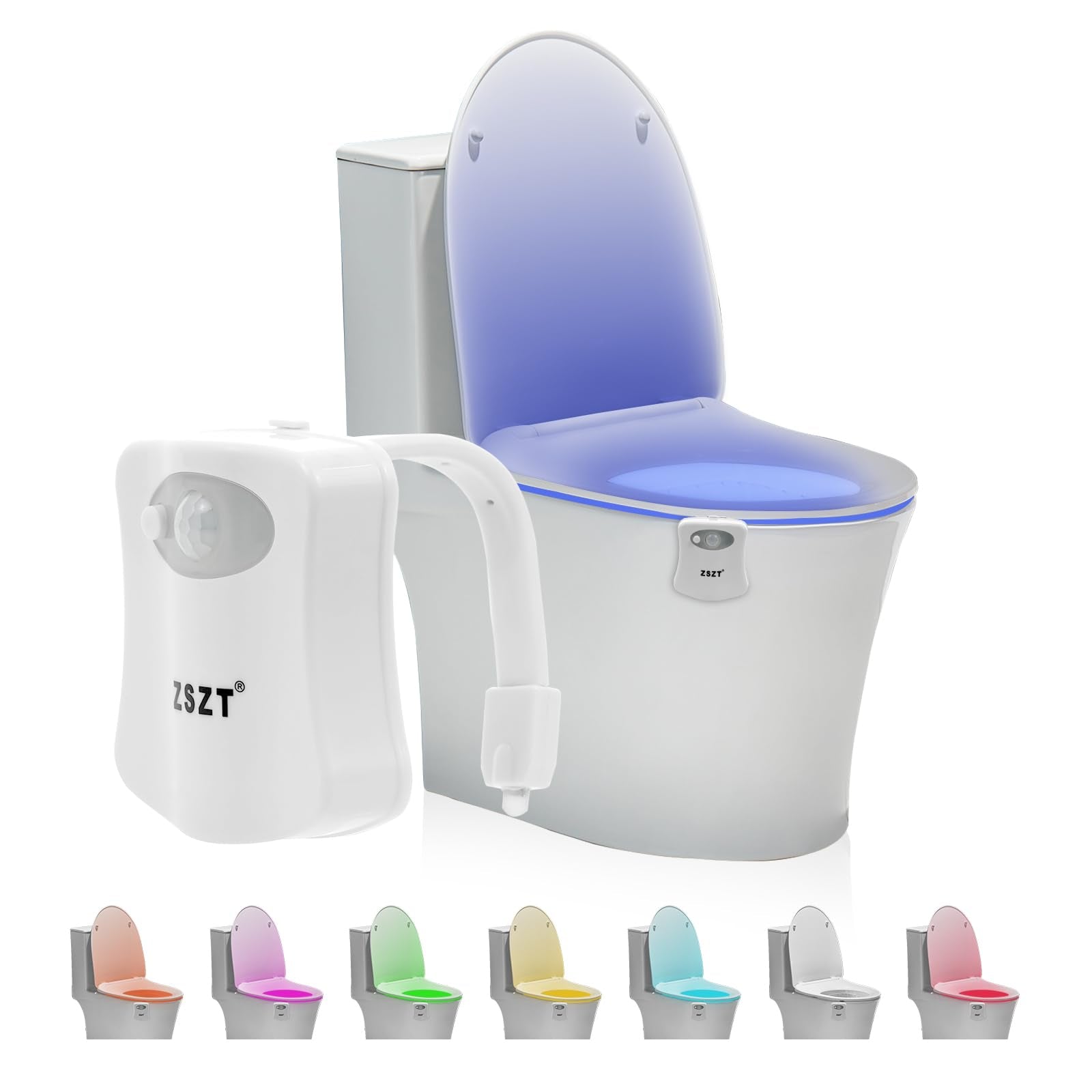 Toilet Night Light Motion Sensor Activated By Zszt, 8 Colors Changing Toilet Bowl Nightlight For Bathroom, Perfect For Using Toilet In Midnight, Funny Gift For Your Kids