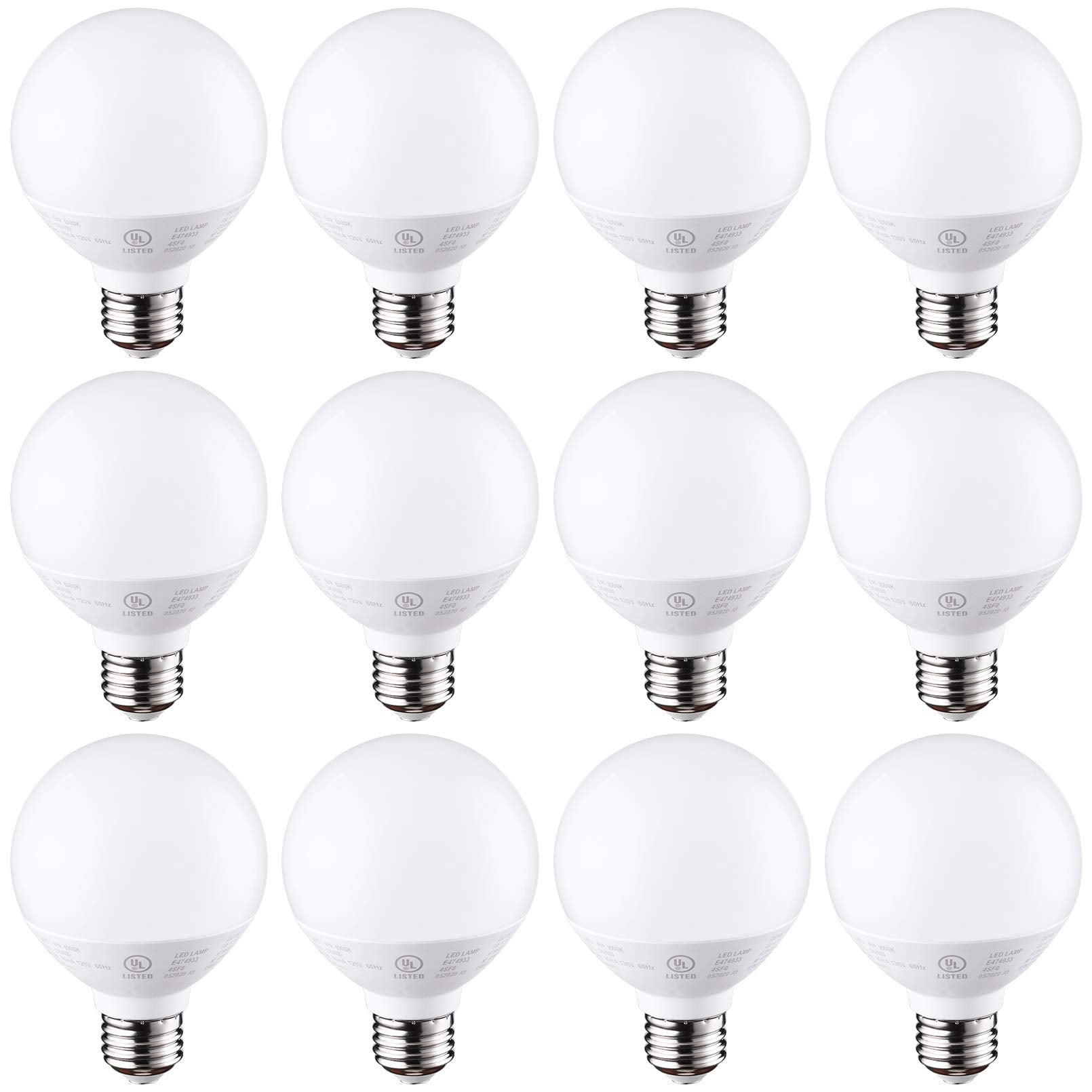 Torchstar 12-Pack G25 Led Globe Bulb, Vanity Globe Light Bulbs For Bathroom Mirror, Dimmable 450Lm, Ul Listed, 6W Equivalent 40W