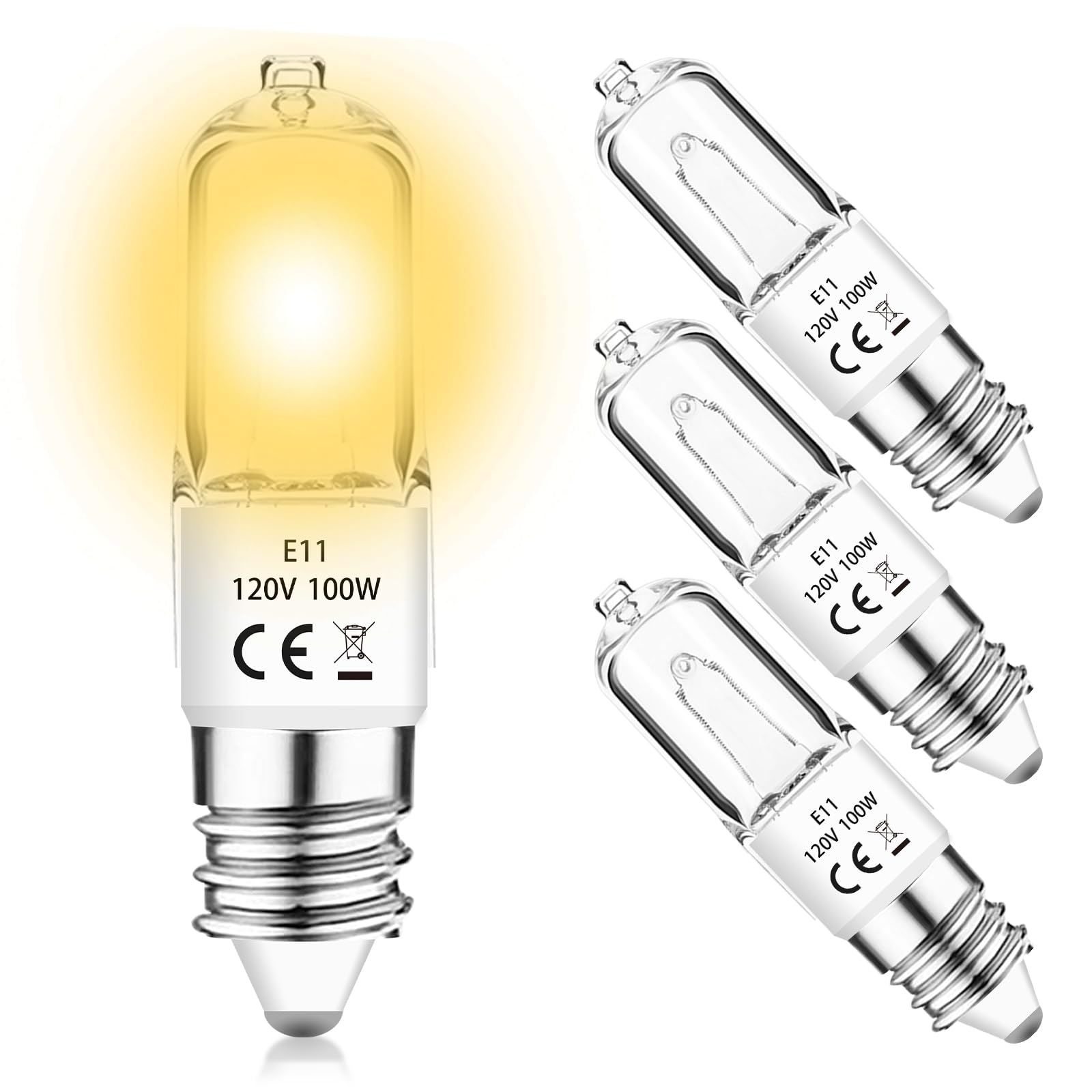 Jaenmsa Jde11 120V 100W Halogen Bulbs,T4 Mini Can Jd E11 Tungsten Halogen Candelabra Bulb Dimmable,Warm White 2800K Replacement 