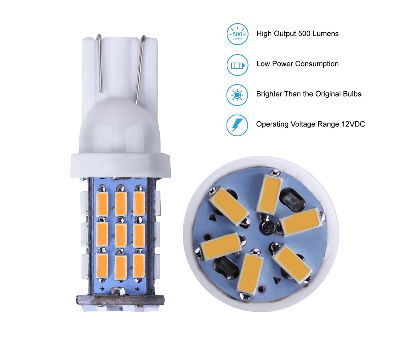 Aoicanki 20Pcs Super Bright Rv Trailer T10 921 194 42-Smd 12V Car Backup Reverse Led Lights Bulbs Light Width Lamp Warm White