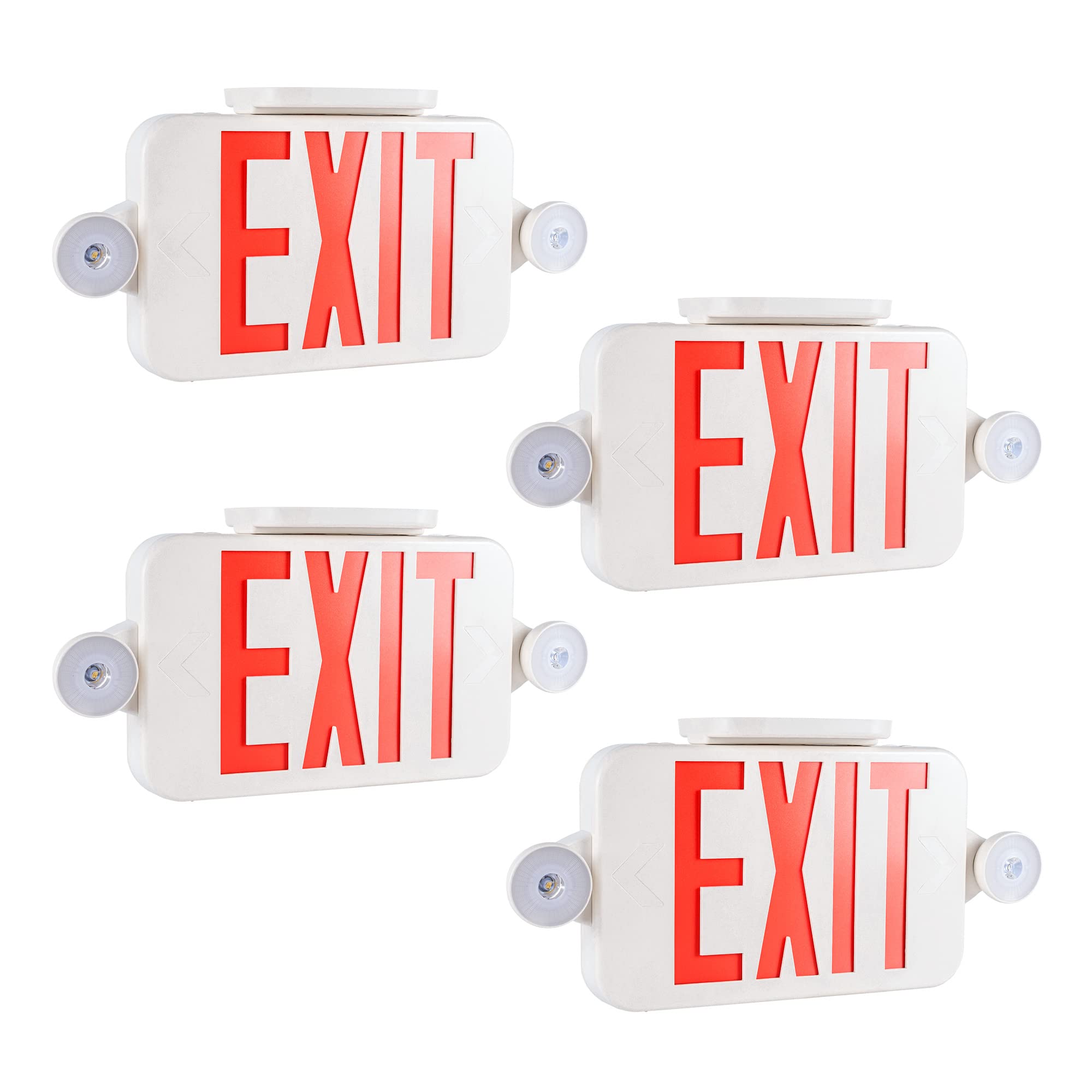 Gruenlich Led Exit Sign Combo With Emergency Lights, Adjustable Heads And Double Sided, Battery Backup, Ul 924 Qualified, Ac 120-277V, Commercial Emergency Exit Light For Business- 4 Pack