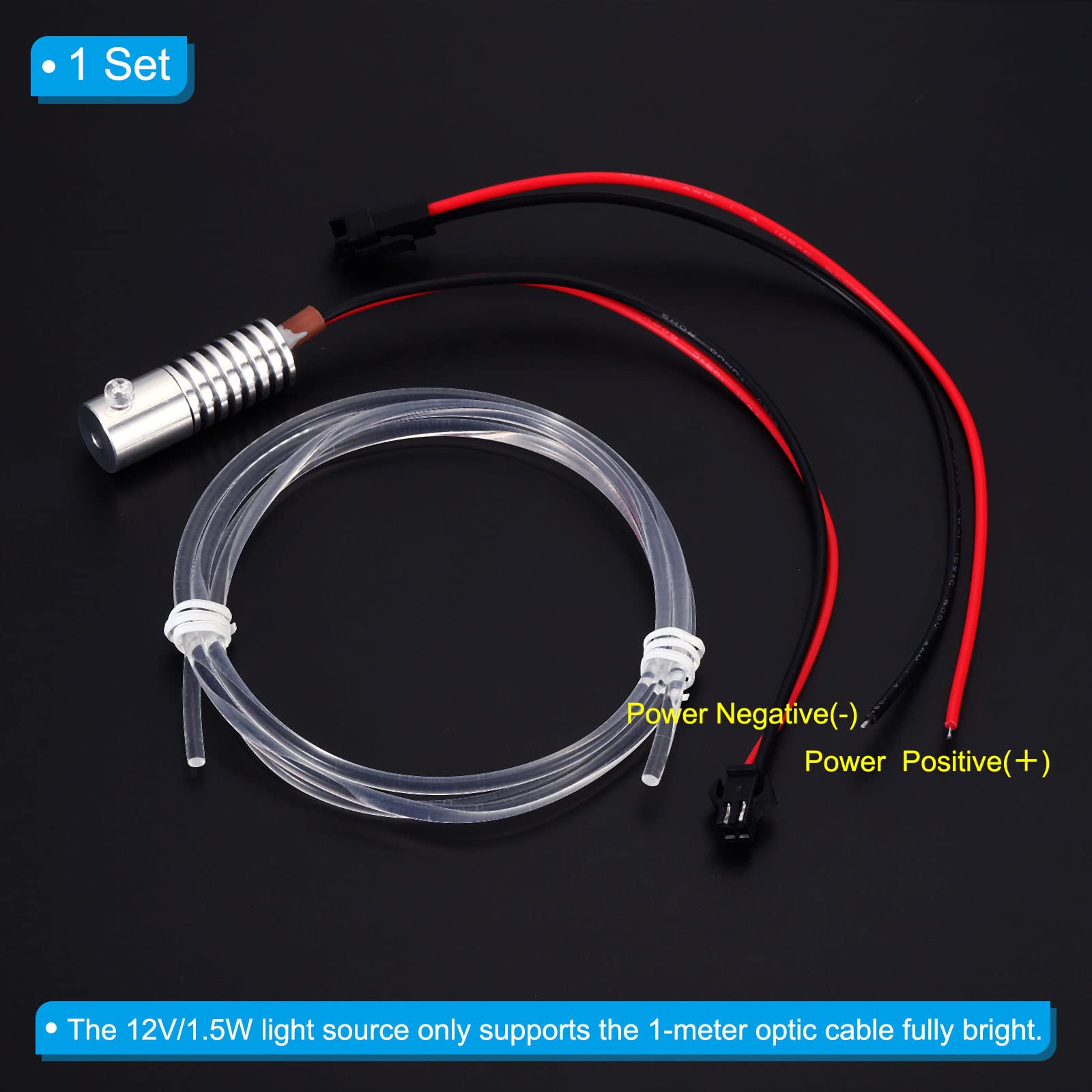 PATIKIL PMMA Side Glow Fiber Optic Cable Kit with LED Illuminator, 1m, Pink, Aluminum